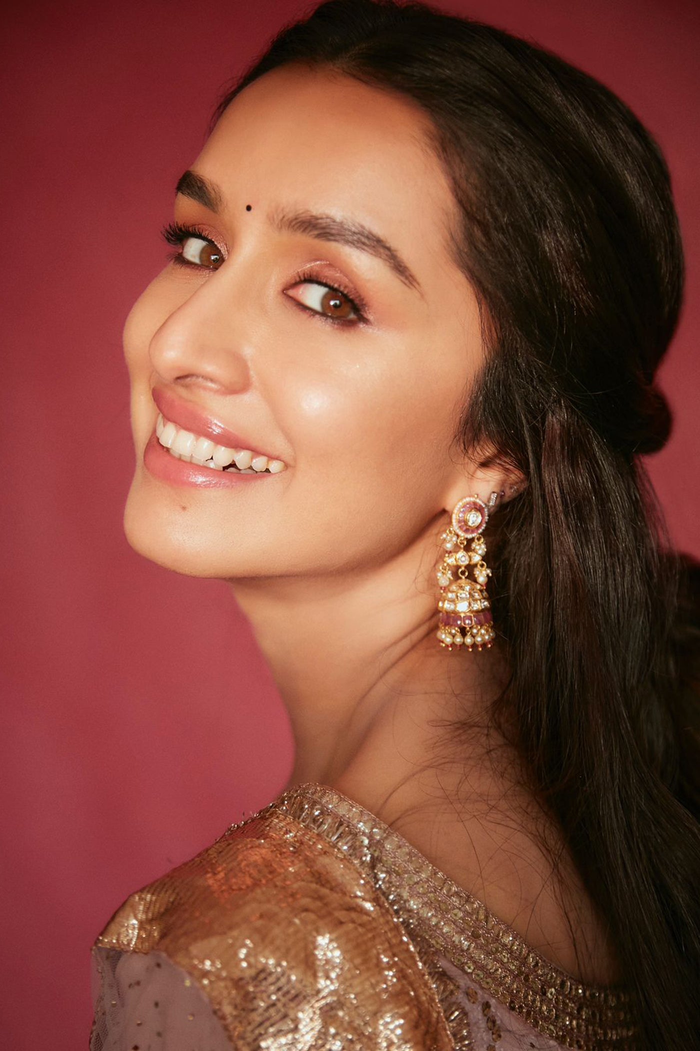 Blush Pink Chikan anarkali Set with net mukaish Dupatta