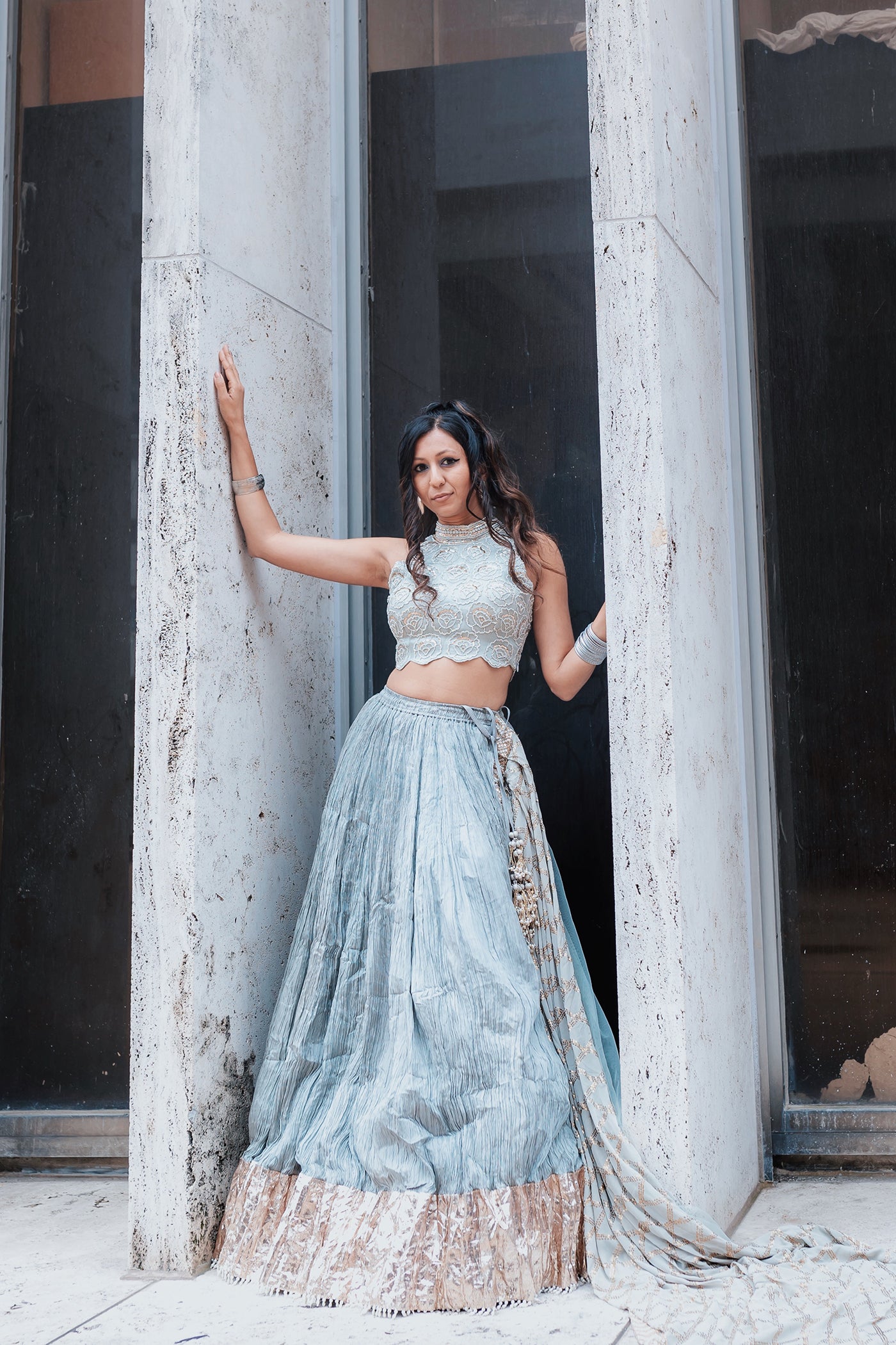Ice Blue Crush Lehenga Set