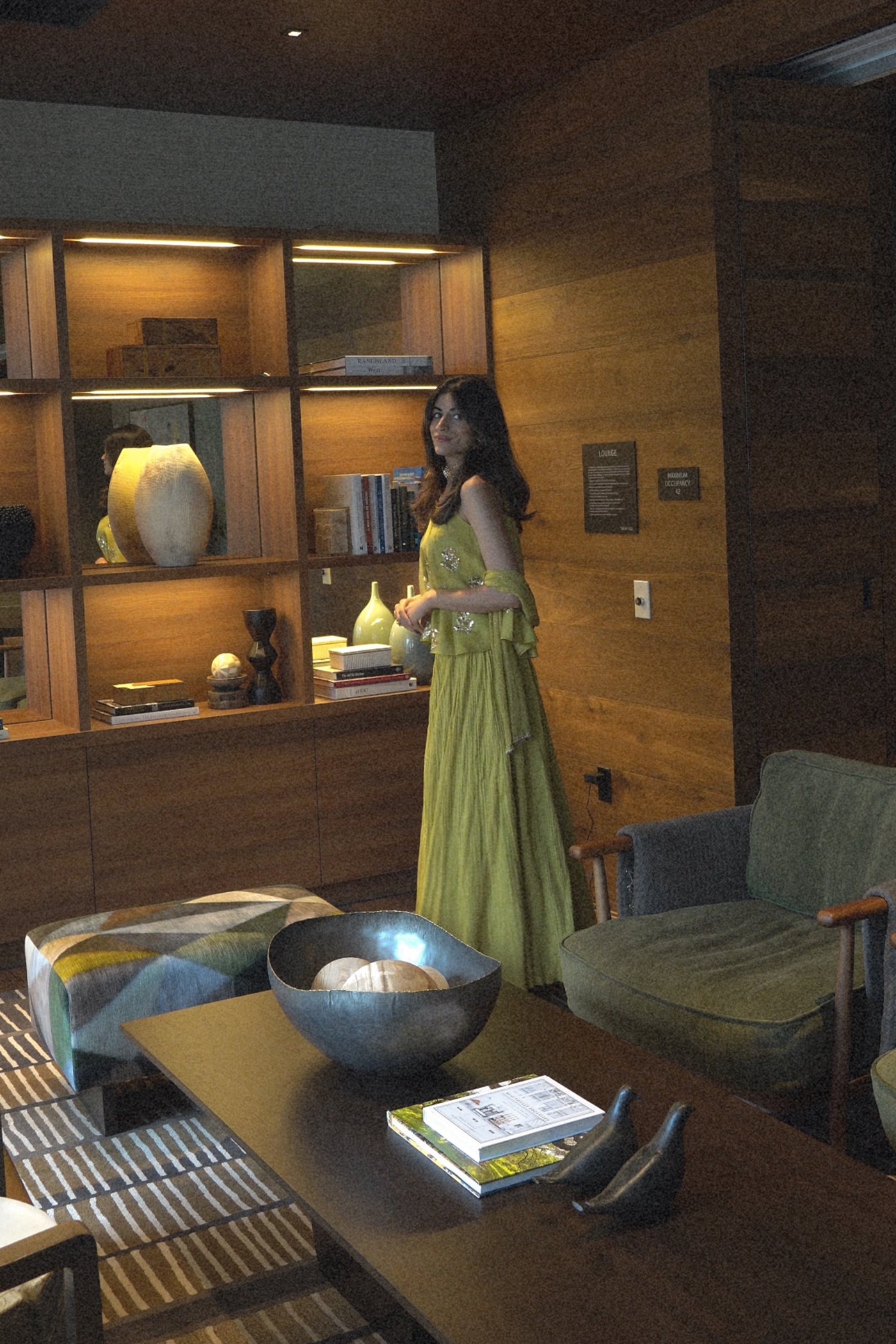 Olive Green Crush Sharara With Crop Top And Dupatta