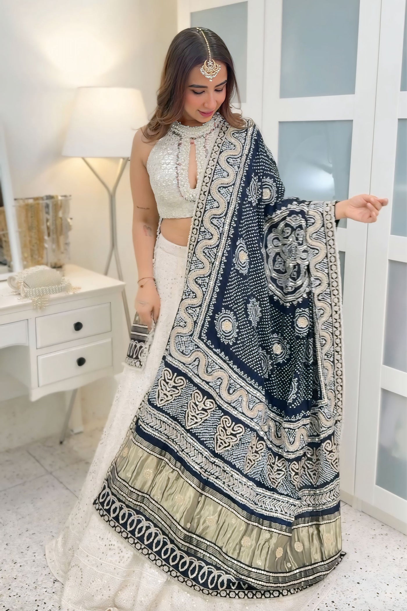 MAGGI IN Ivory Chikankari Lehenga Set