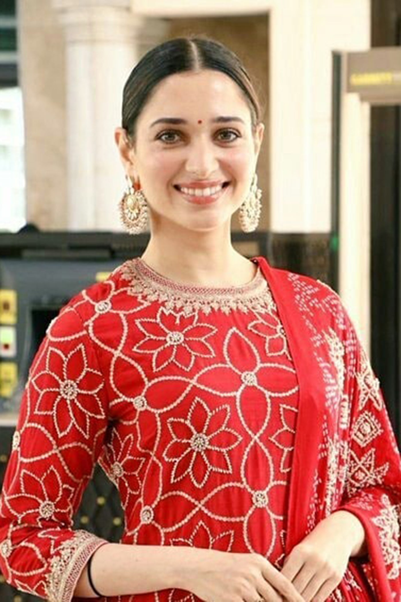 Red Silk Crushed Sharara Set