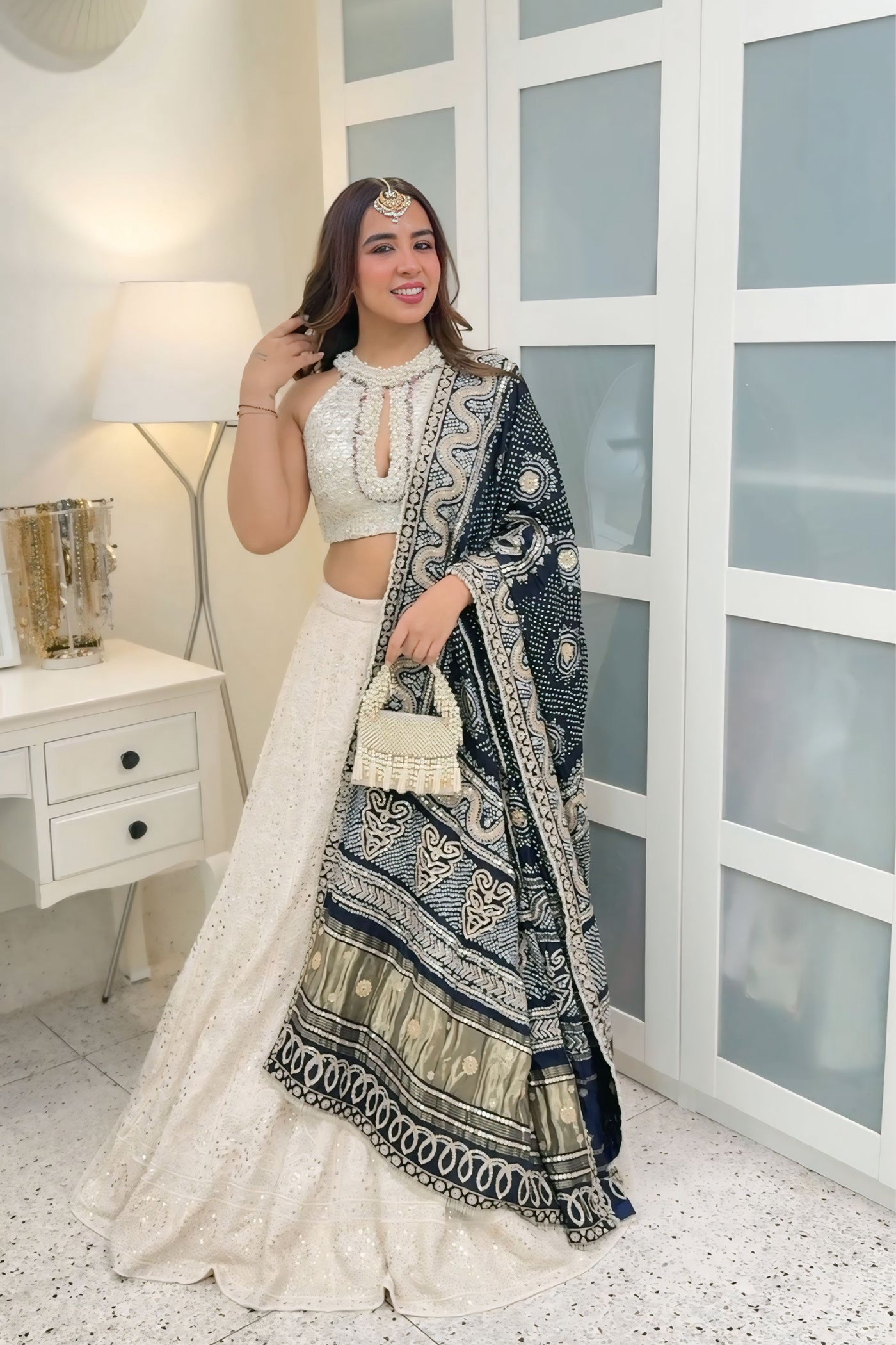 MAGGI IN Ivory Chikankari Lehenga Set