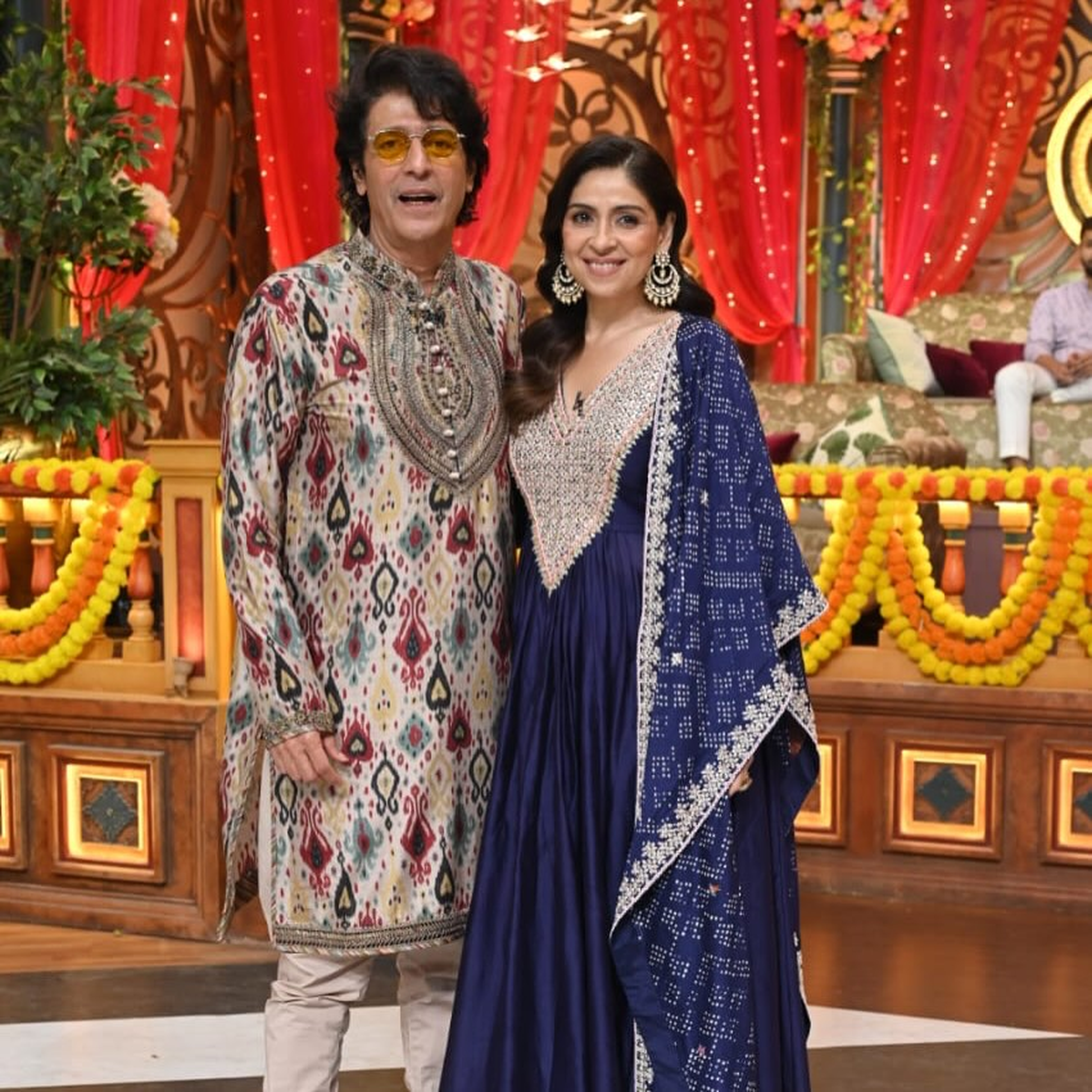 BHAVNA PANDEY In Midnight blue Anarkali Set