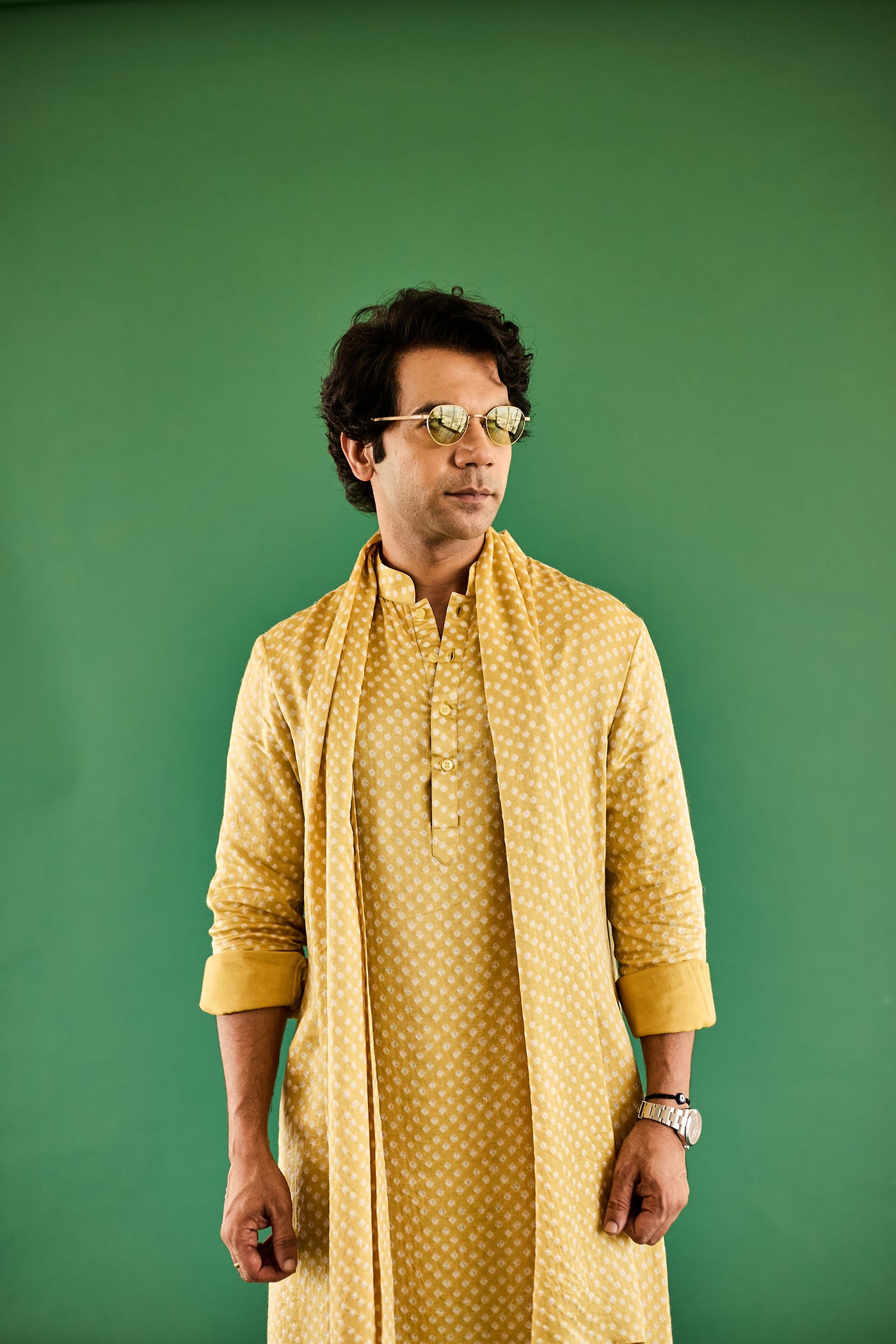 YELLOW DOT BANDHANI GAJJI SILK KURTA SET