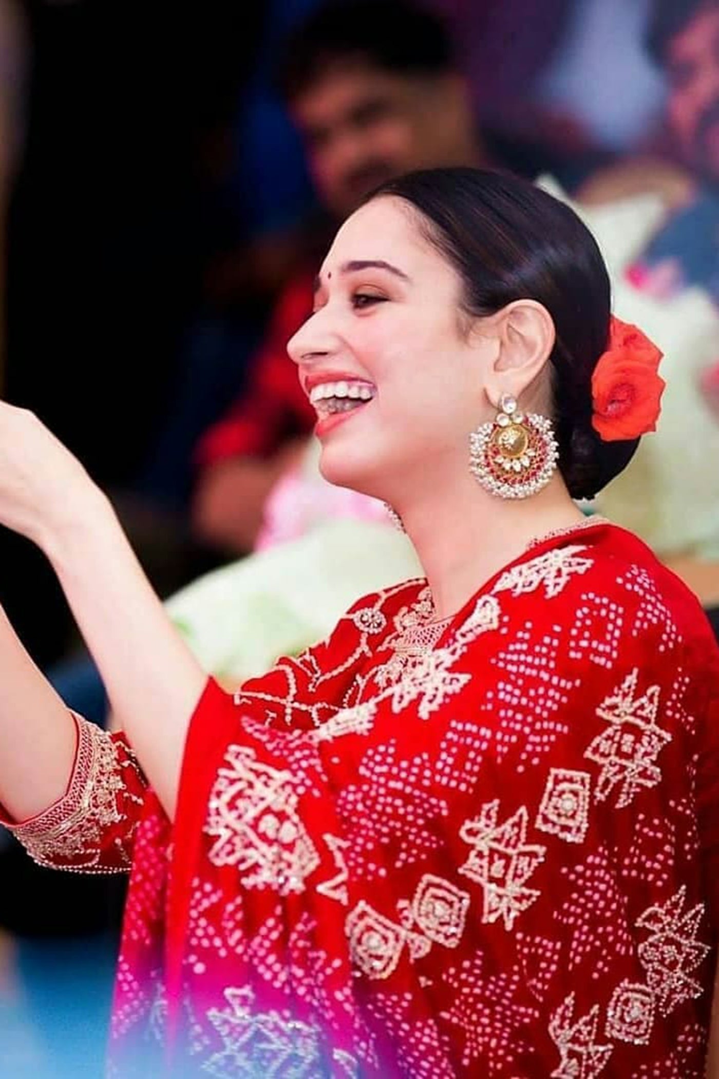 Red Silk Crushed Sharara Set