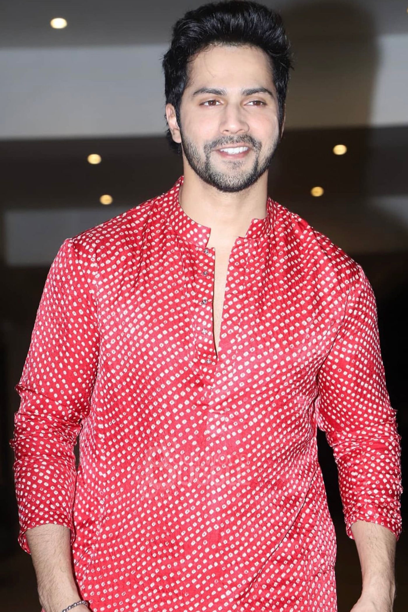 Red Bandhani Kurta with White Pants