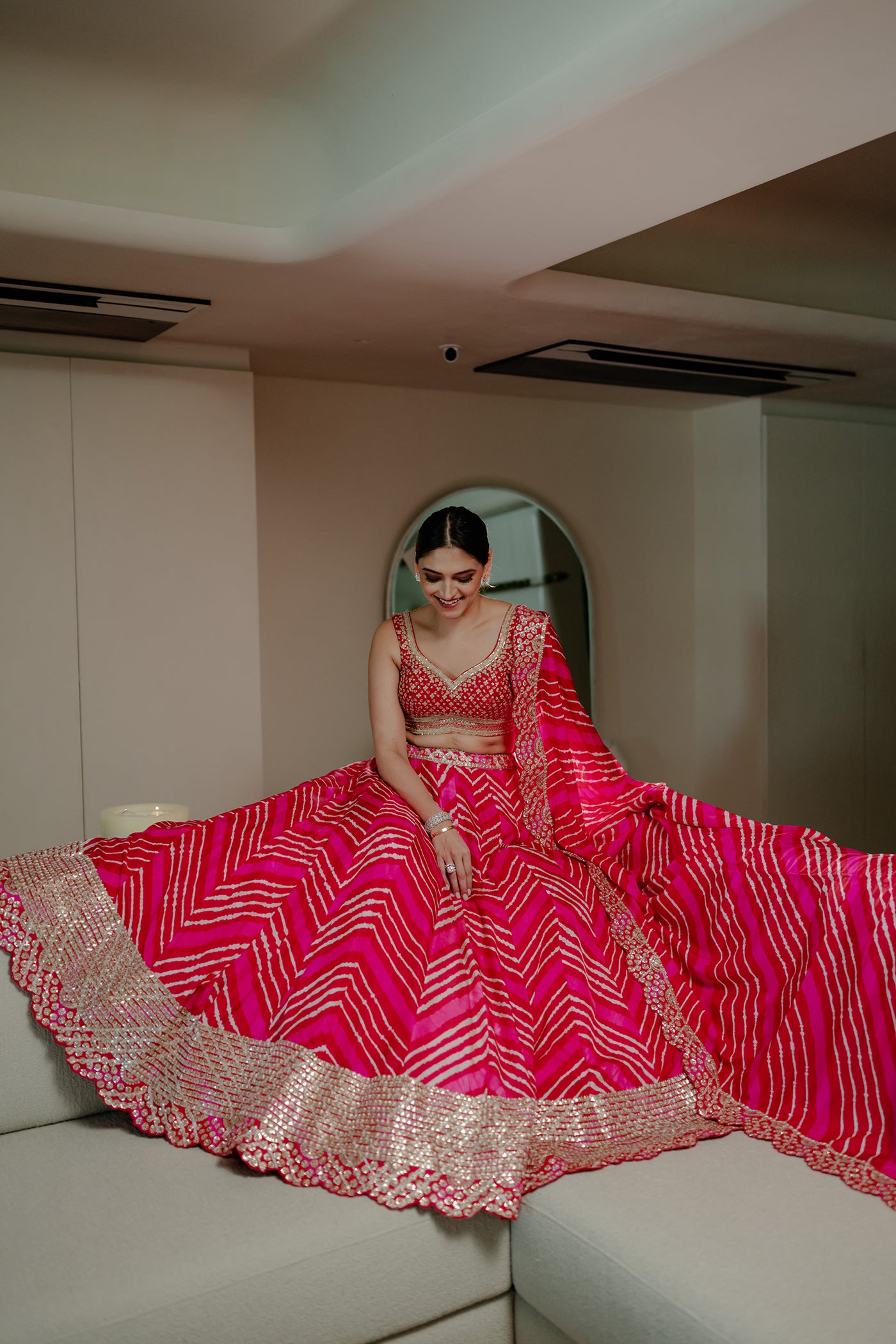 Leheriya Lehenga With Leheriya Dupatta And Blouse