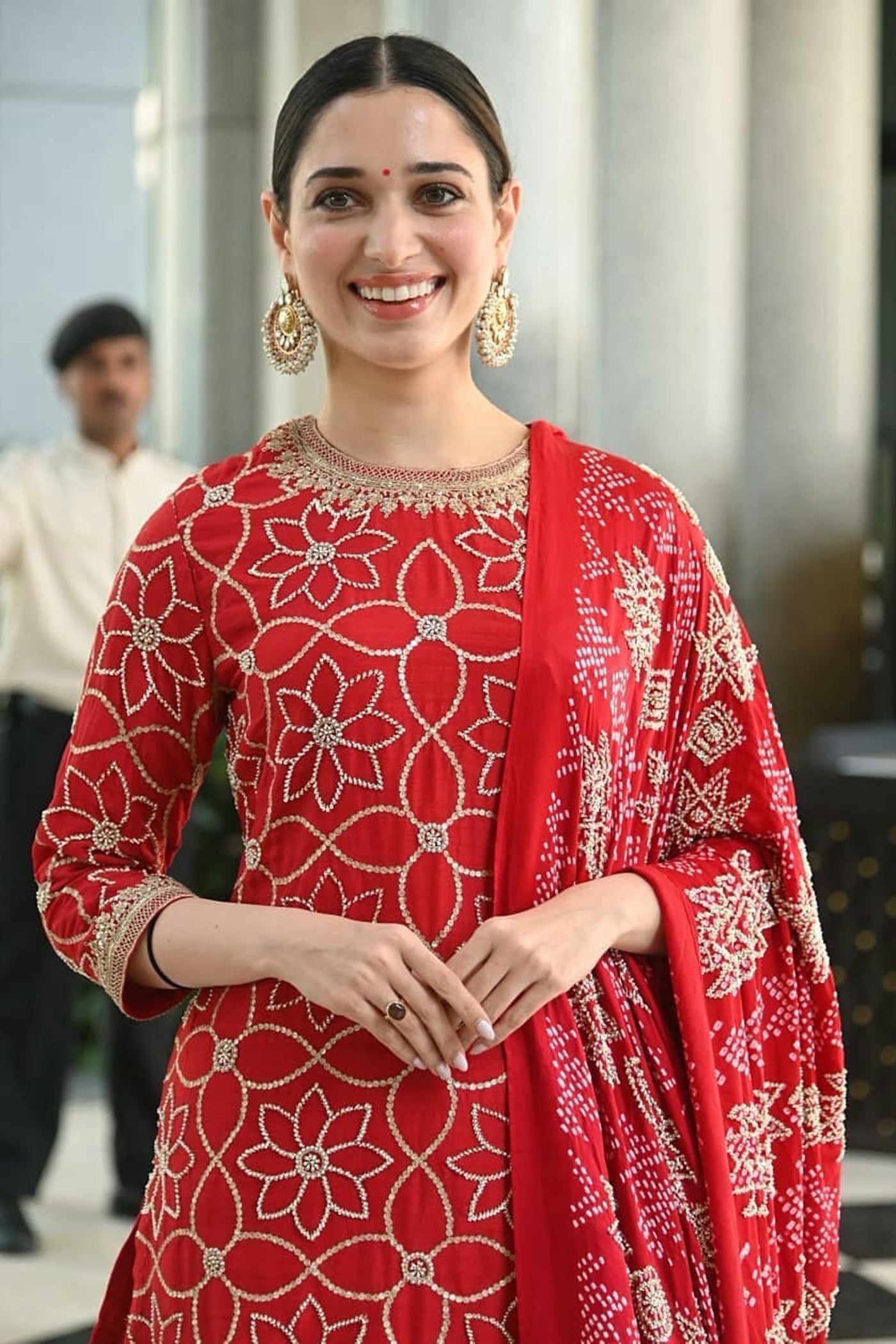 Red Silk Crushed Sharara Set