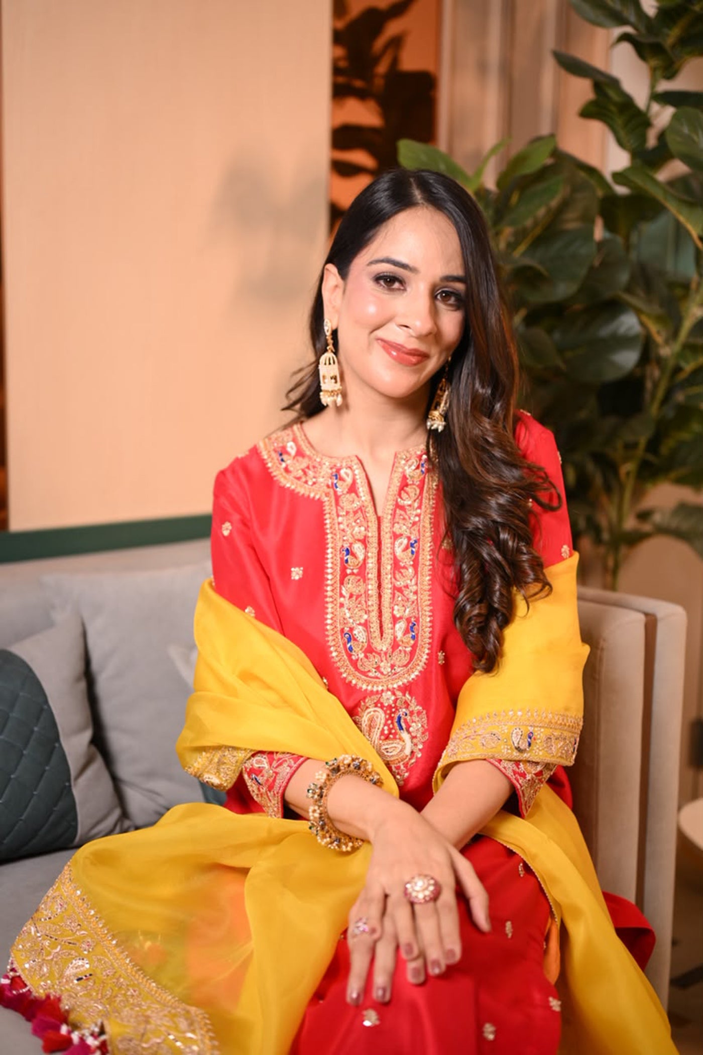 RIVA DHAWAN IN RED ORANGE KURTA SET