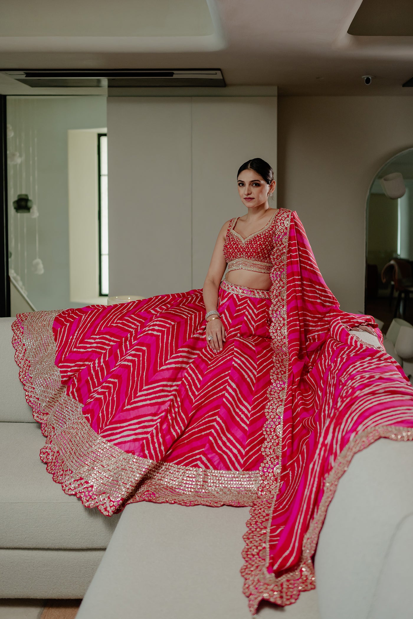 Leheriya Lehenga With Leheriya Dupatta And Blouse