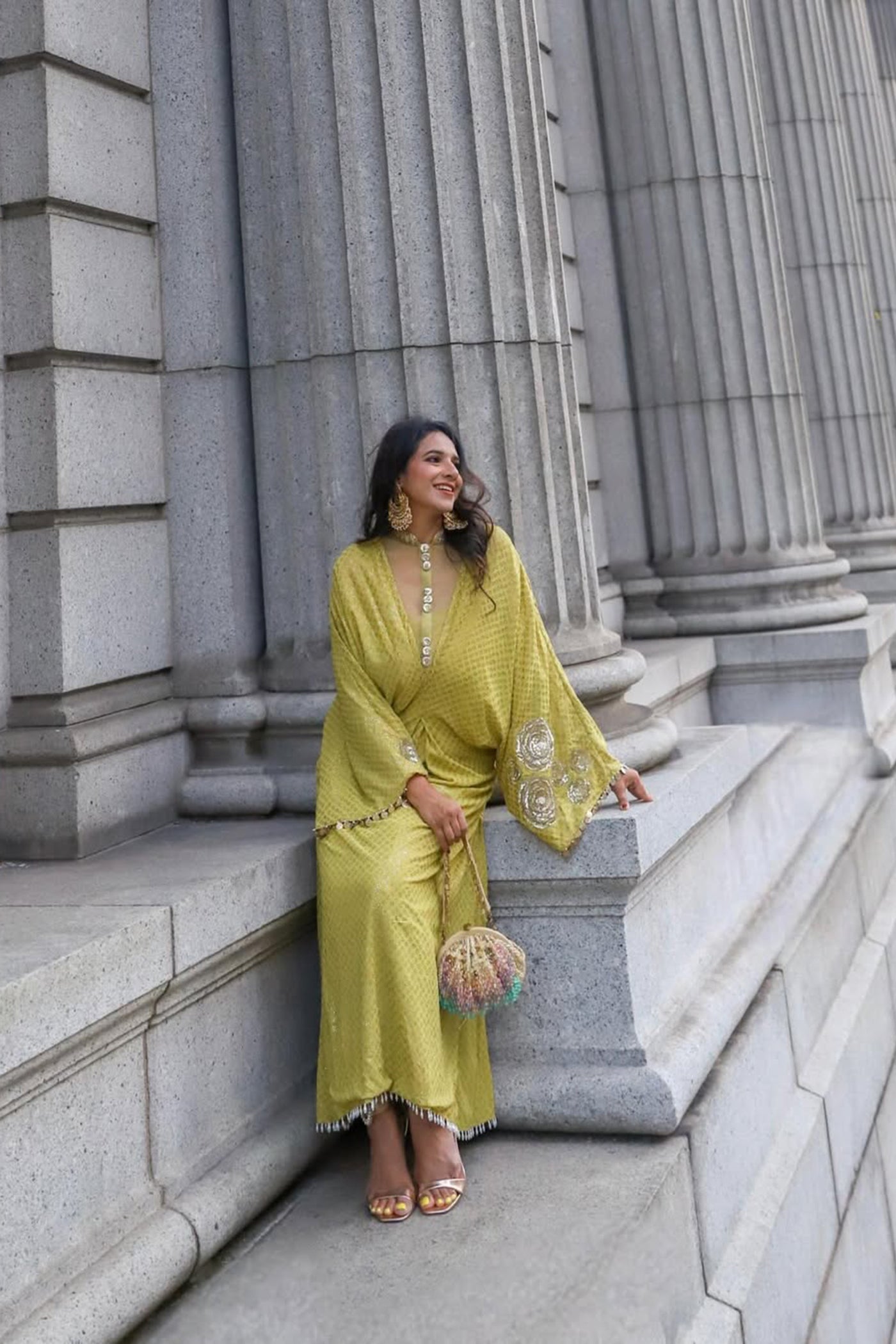 Mehendi Green Kaftan Set
