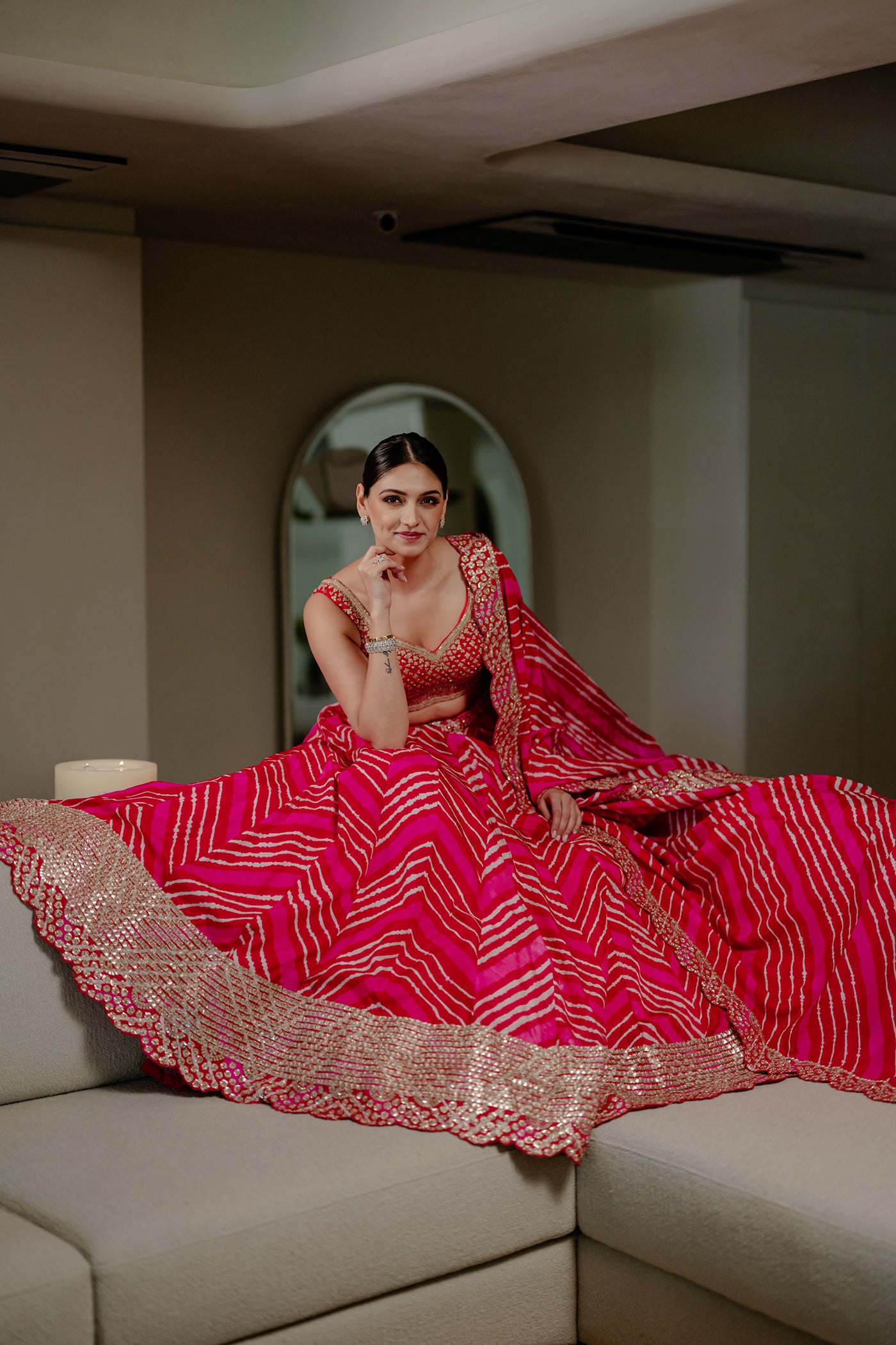 Leheriya Lehenga With Leheriya Dupatta And Blouse
