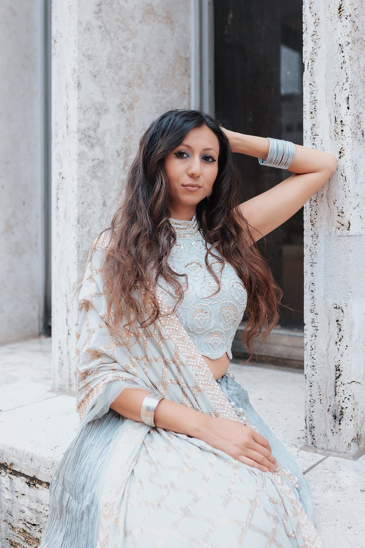 Ice Blue Crush Lehenga Set