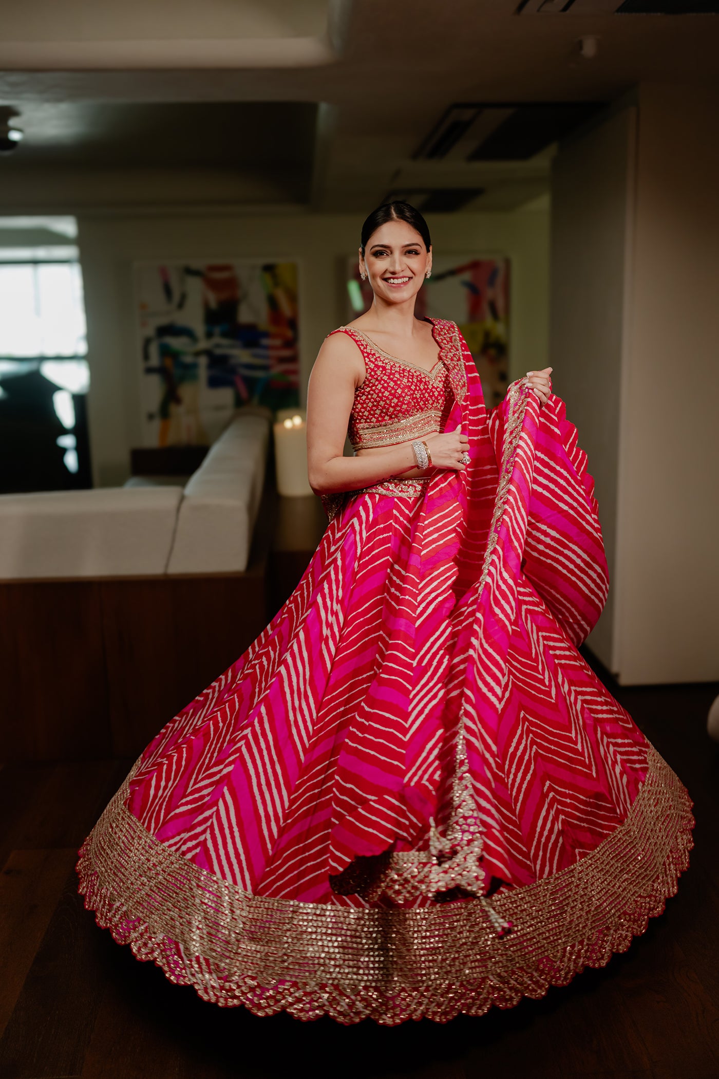 Leheriya Lehenga With Leheriya Dupatta And Blouse