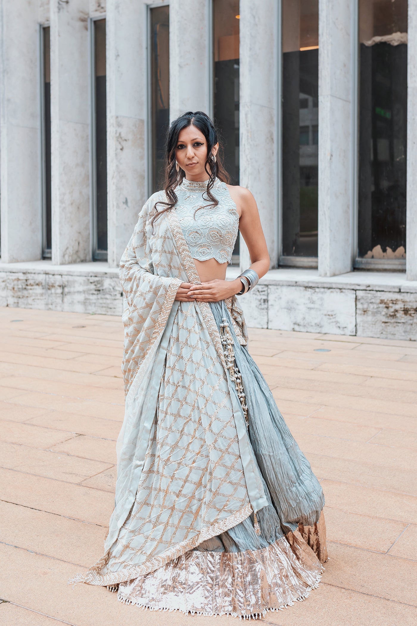 Ice Blue Crush Lehenga Set