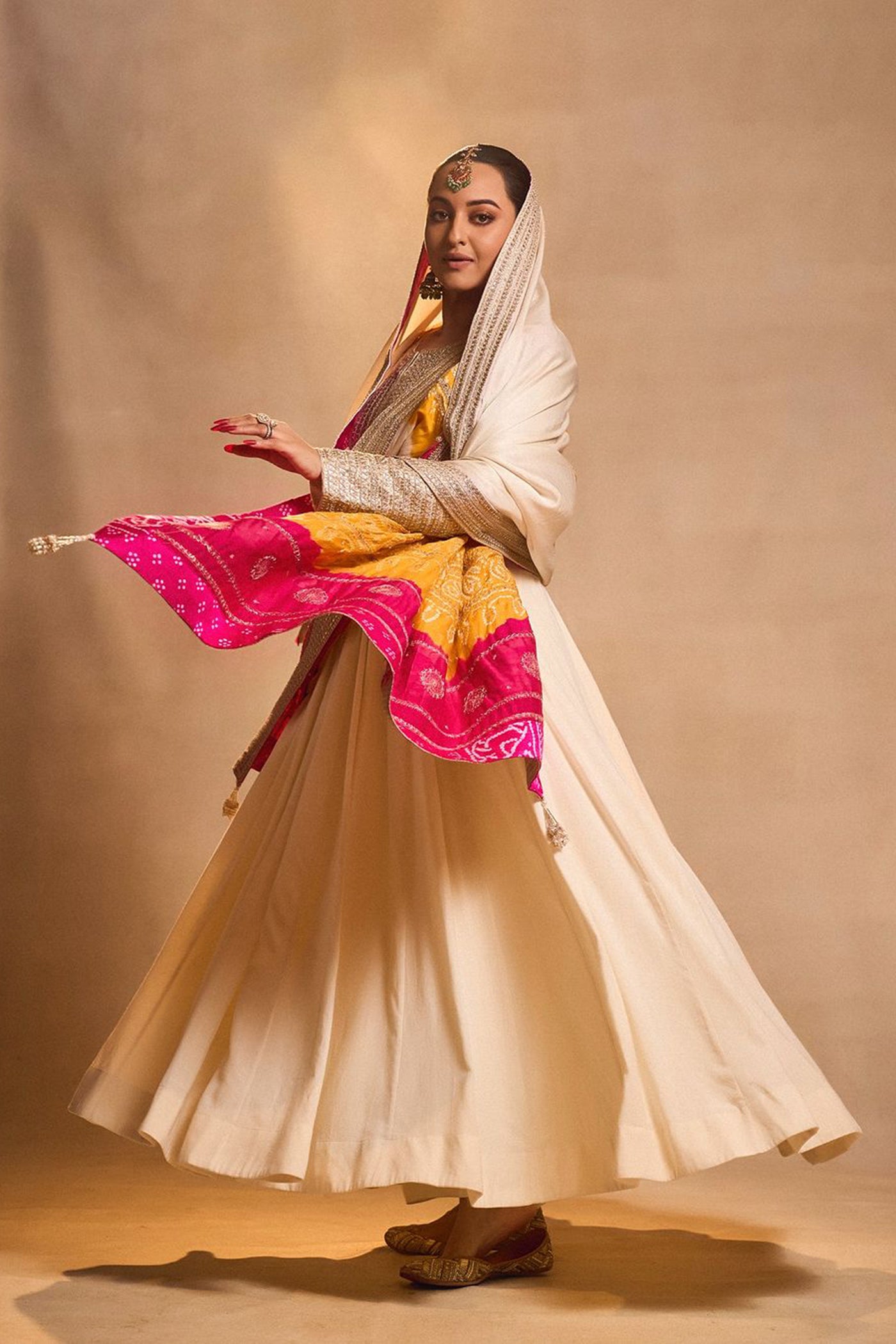 Ivory Moonga Silk Anarkali Set