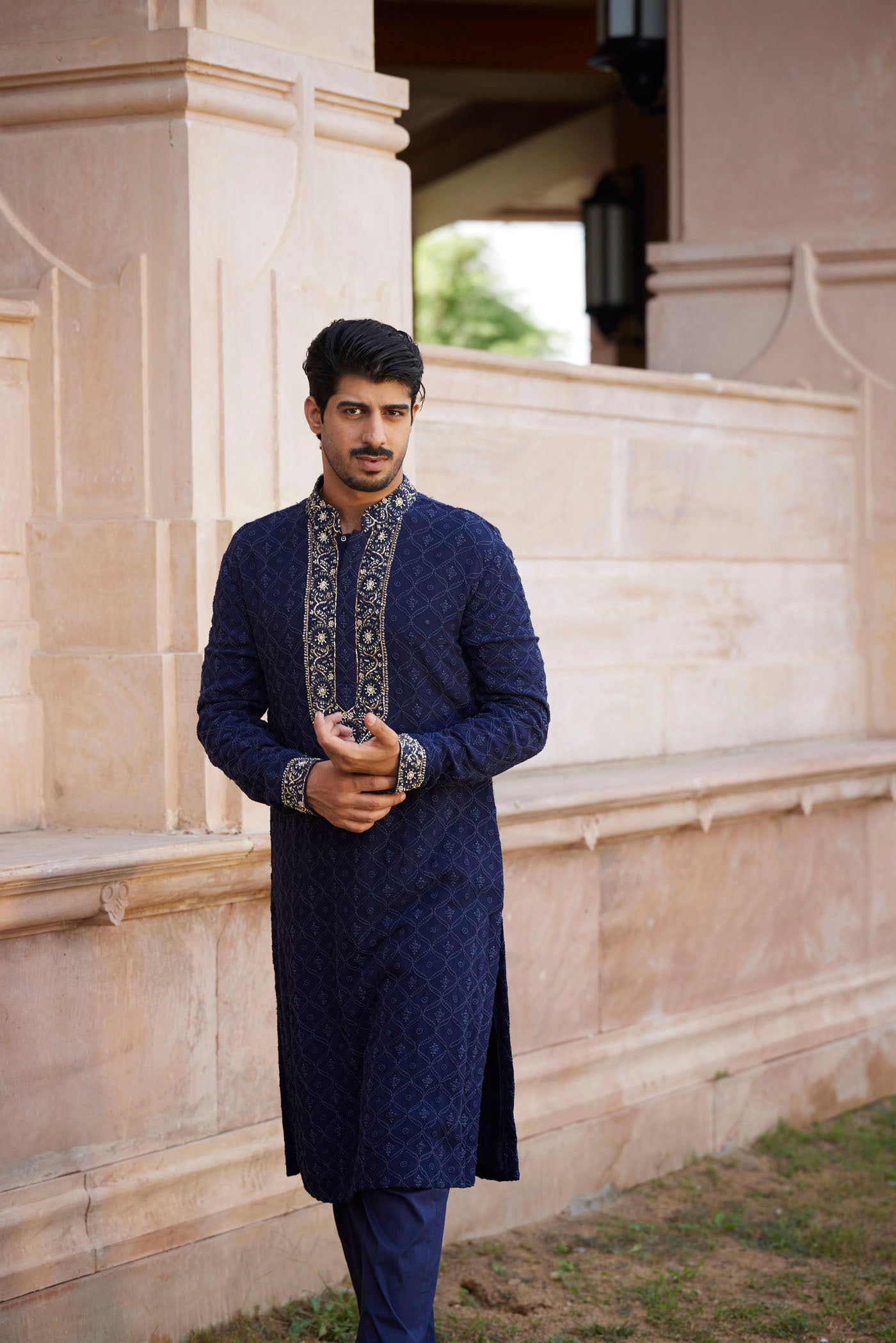 Navy Blue Chikankari Kurta Set