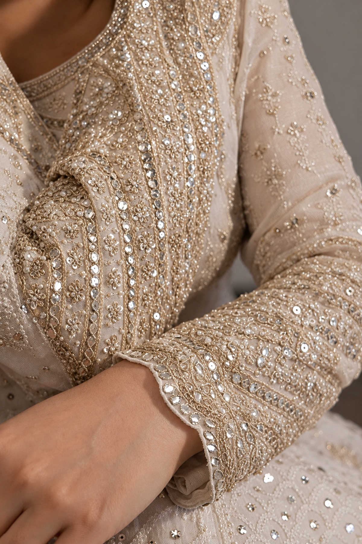Radhika Bharadwaj In Ivory Noor Anarkali Set with Dupatta