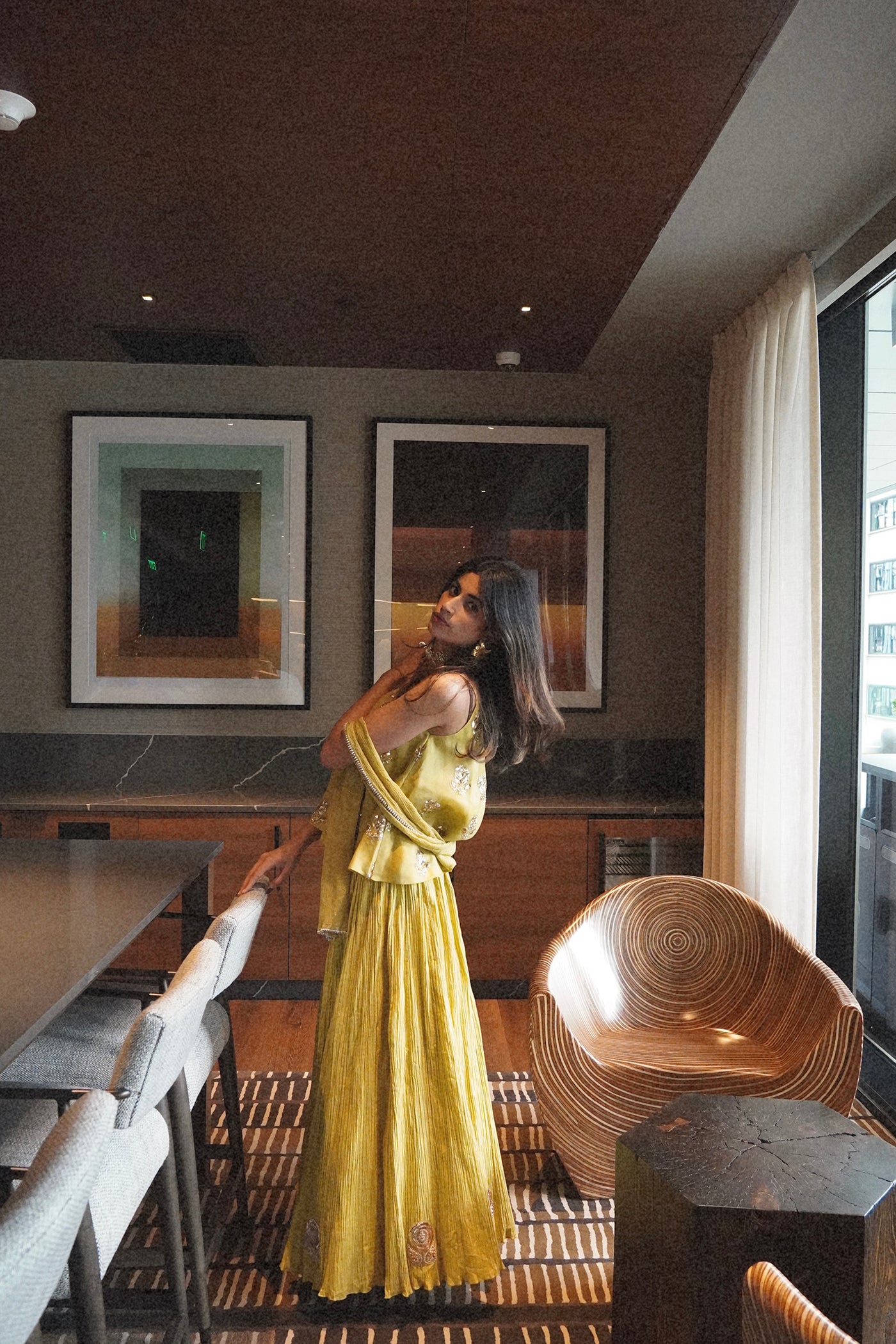 Olive Green Crush Sharara With Crop Top And Dupatta