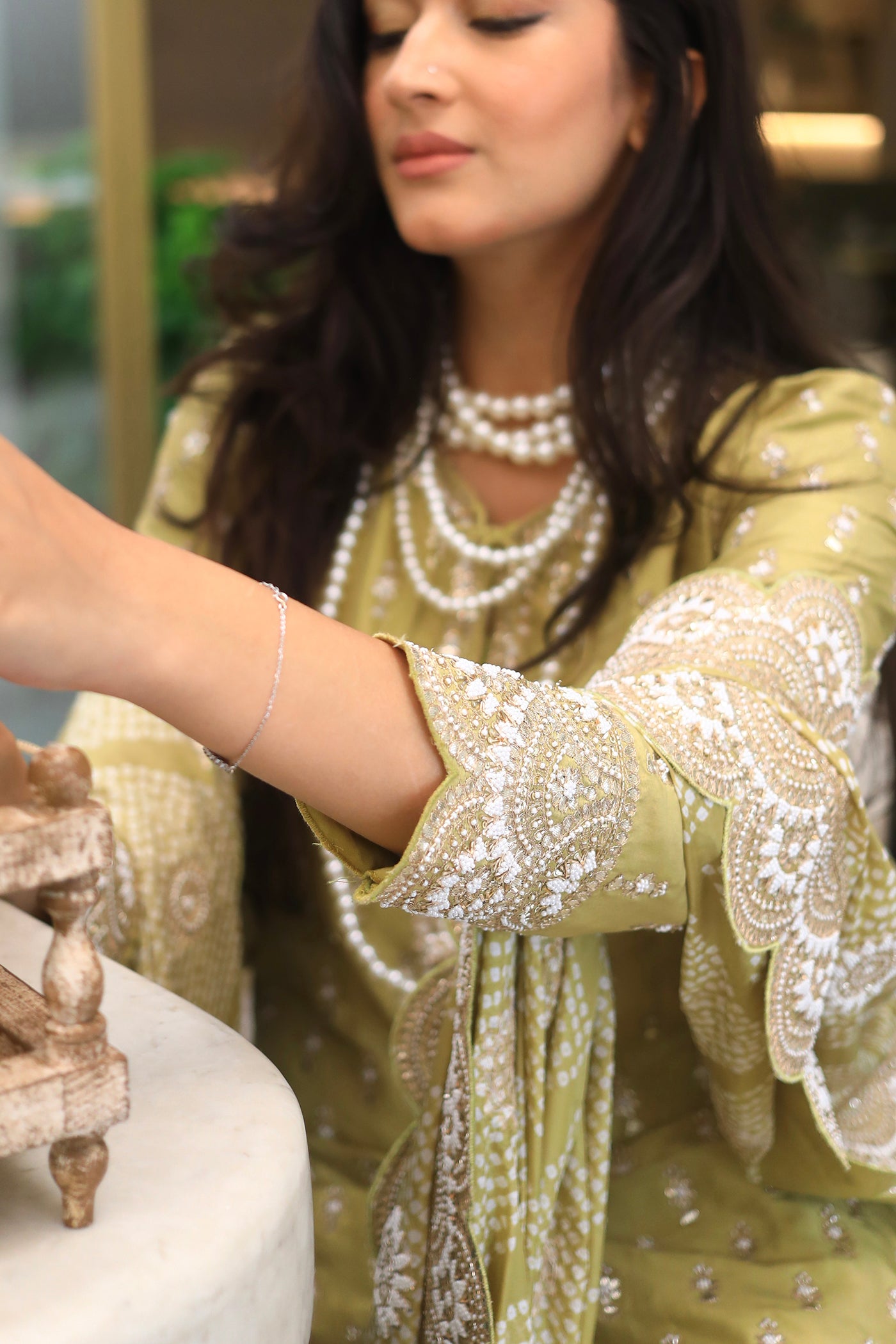 Green Dupion Silk Kurta With Crushed Lampi Border Sharara Set