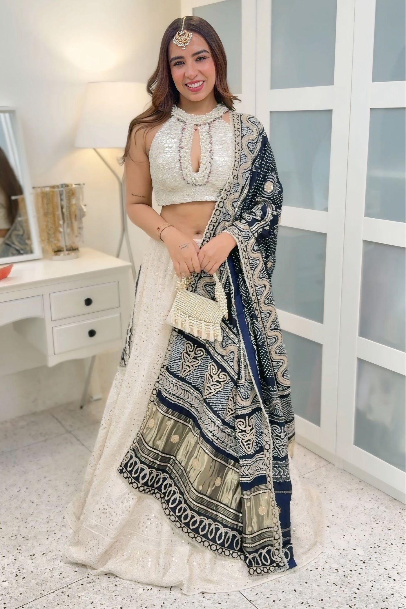 MAGGI IN Ivory Chikankari Lehenga Set