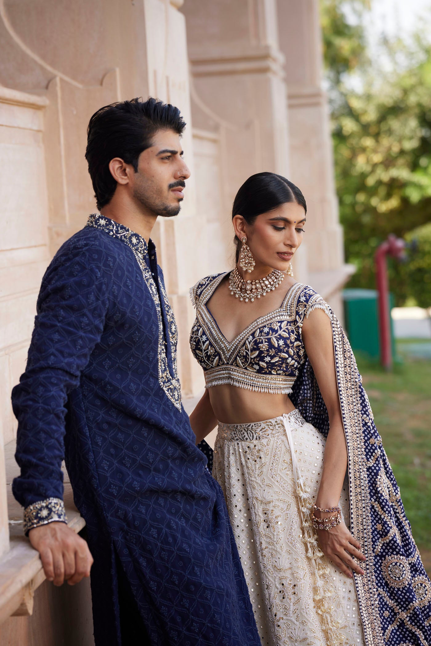 Ivory Embroidered Lehenga set