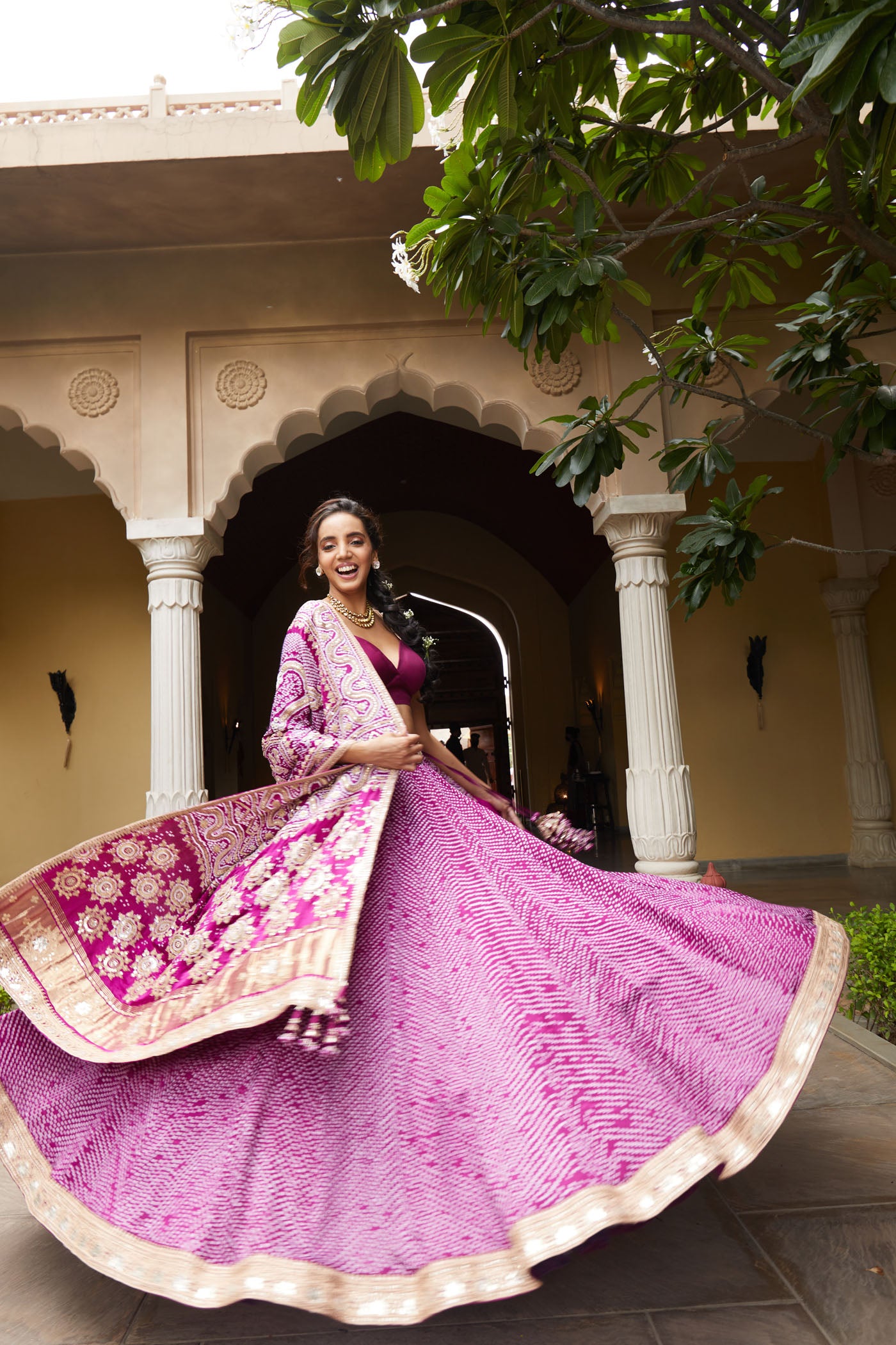Purple Bandhej Regal Lehenga