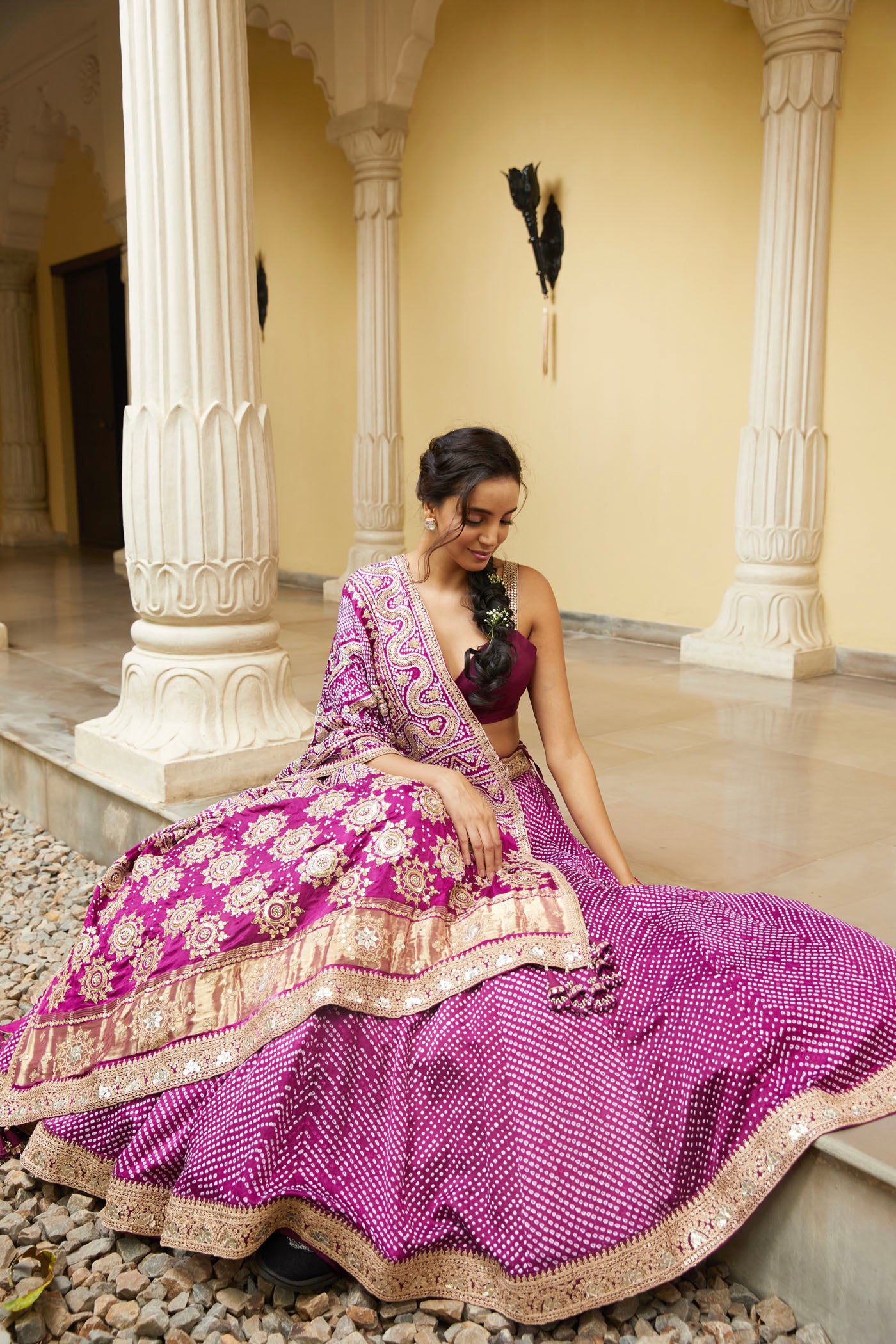 Purple Bandhej Regal Lehenga
