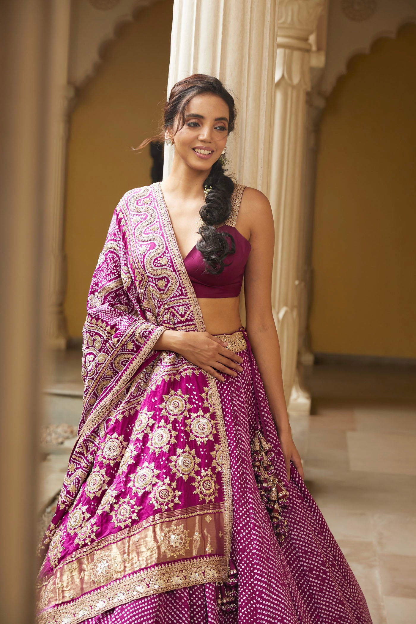 Purple Bandhej Regal Lehenga