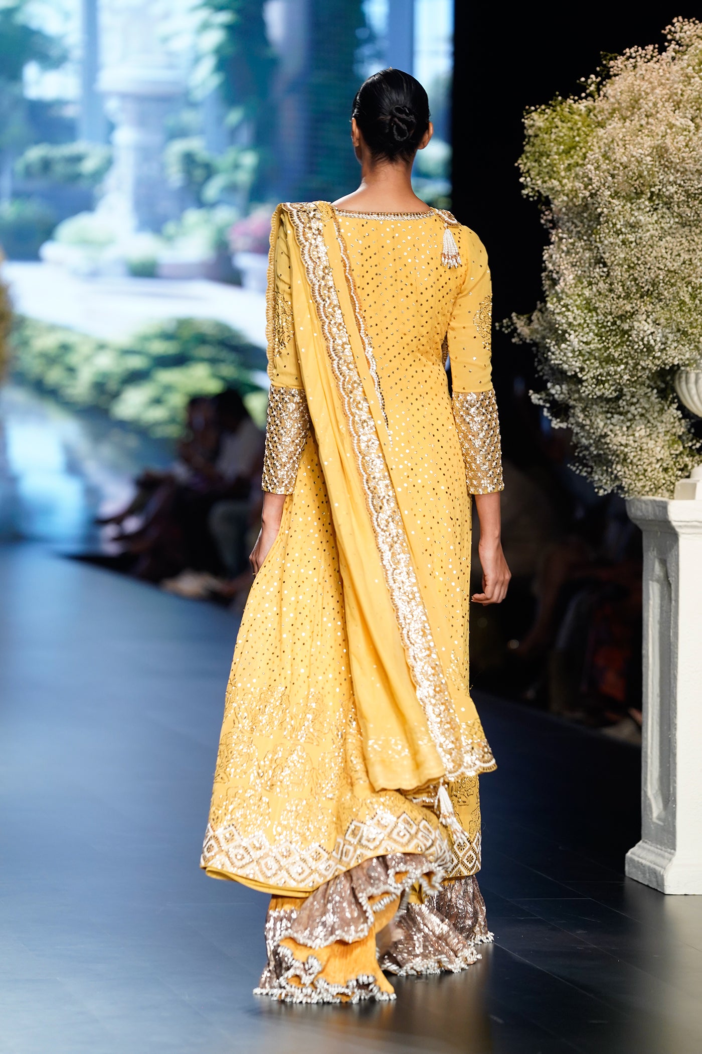 Yellow Embellished Anarkali Sharara Set