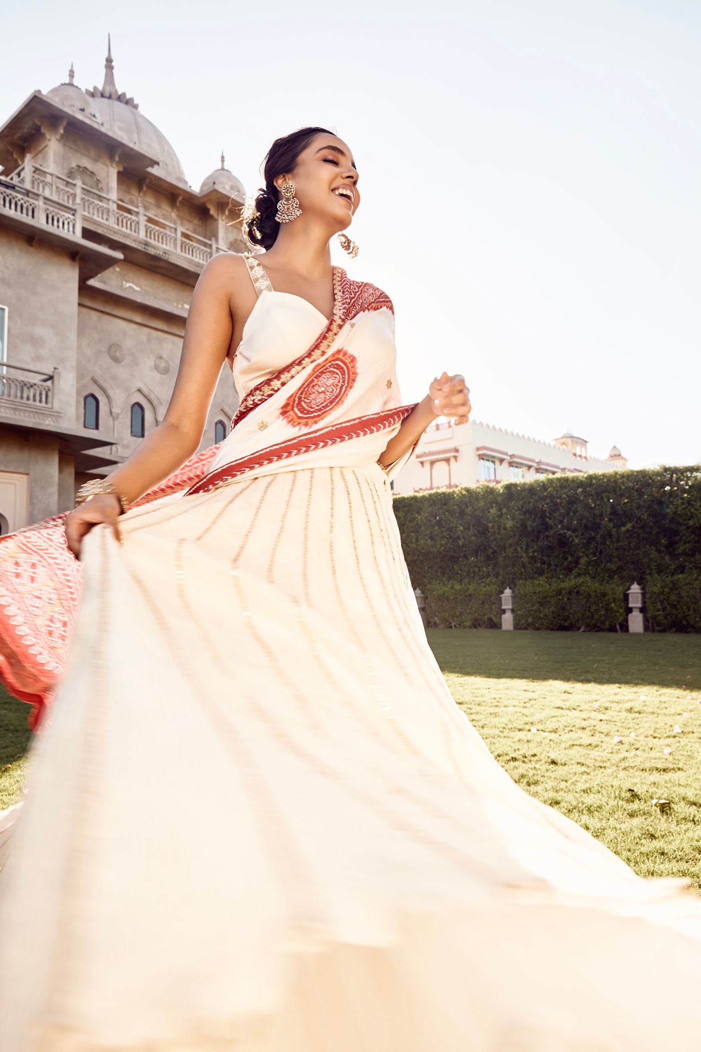 IVORY CRUSH LEHENGA SAREE