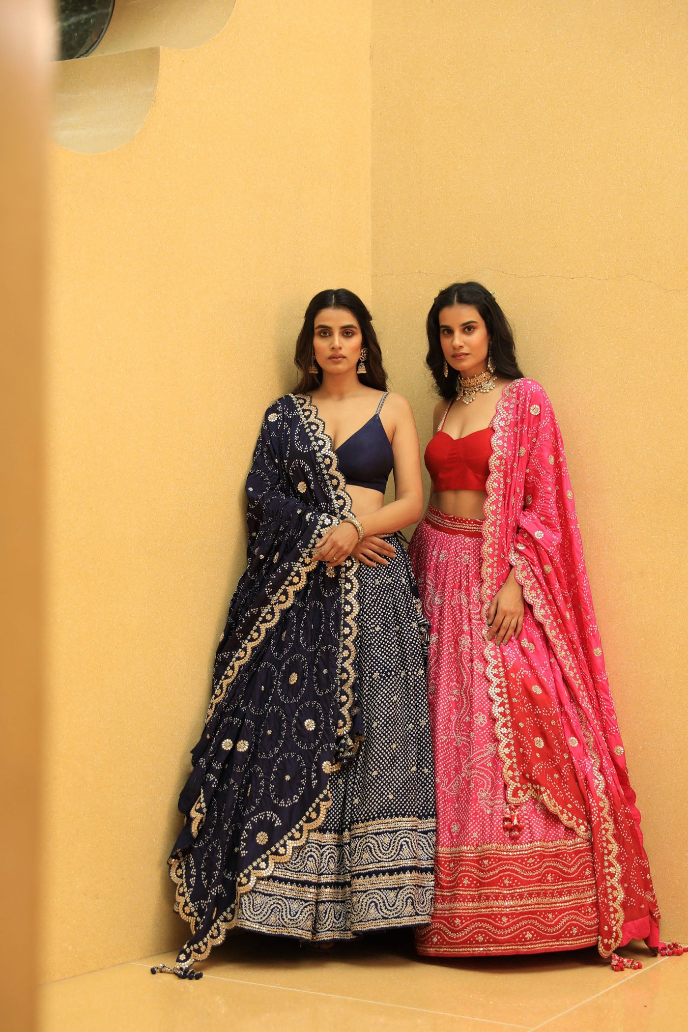 RED -PINK BANDHANI LEHENGA SET