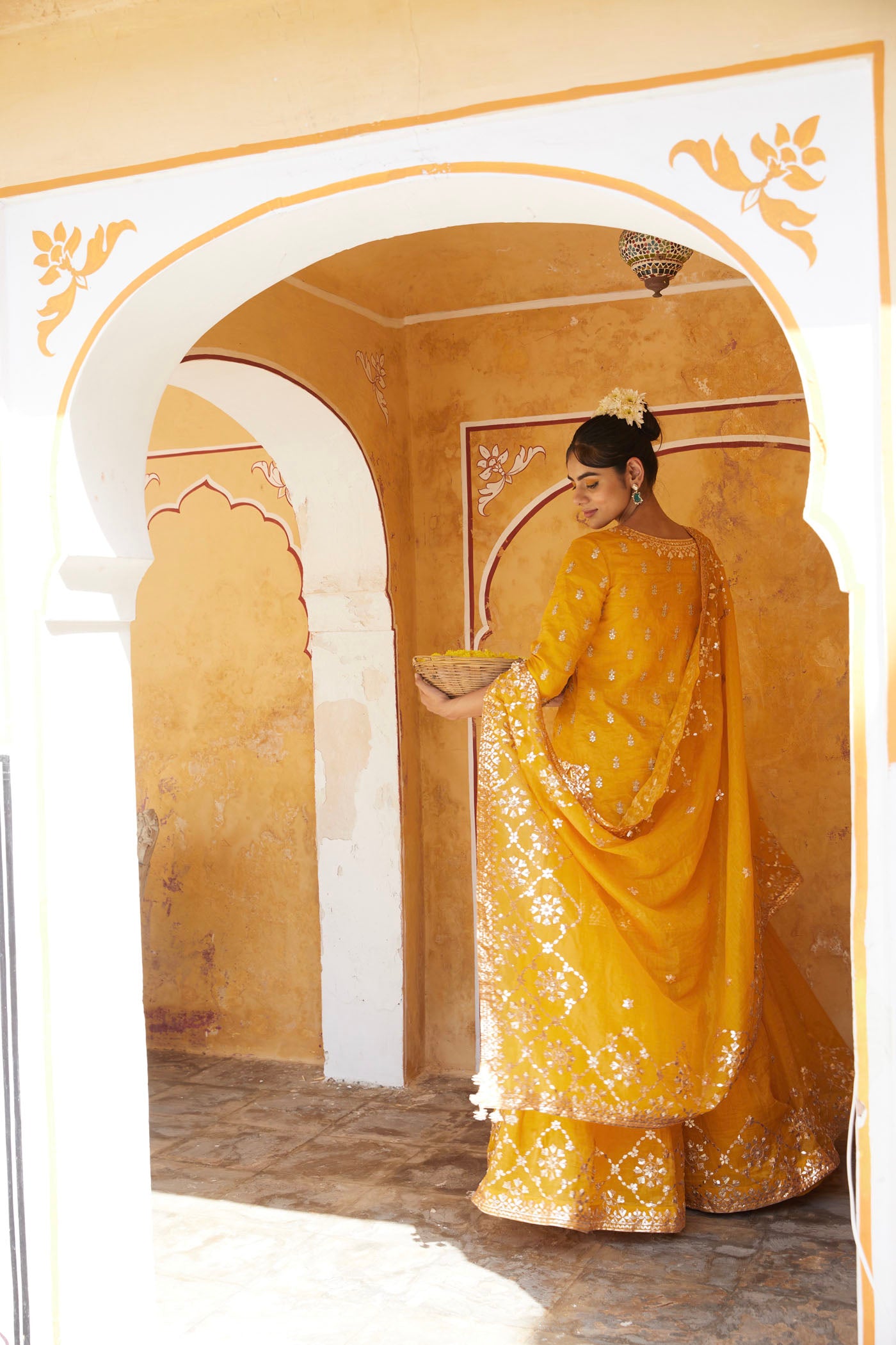 Yellow Embroidered Sharara Set
