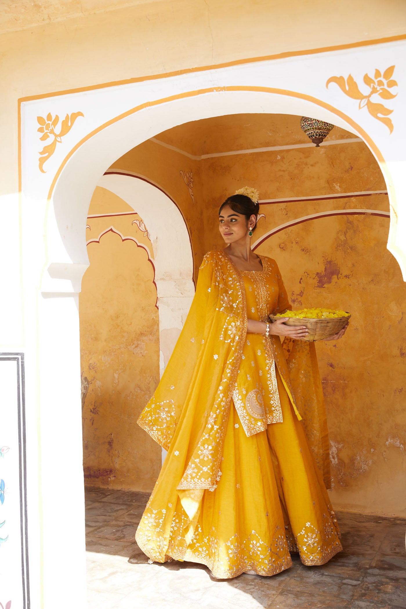 Yellow Embroidered Sharara Set