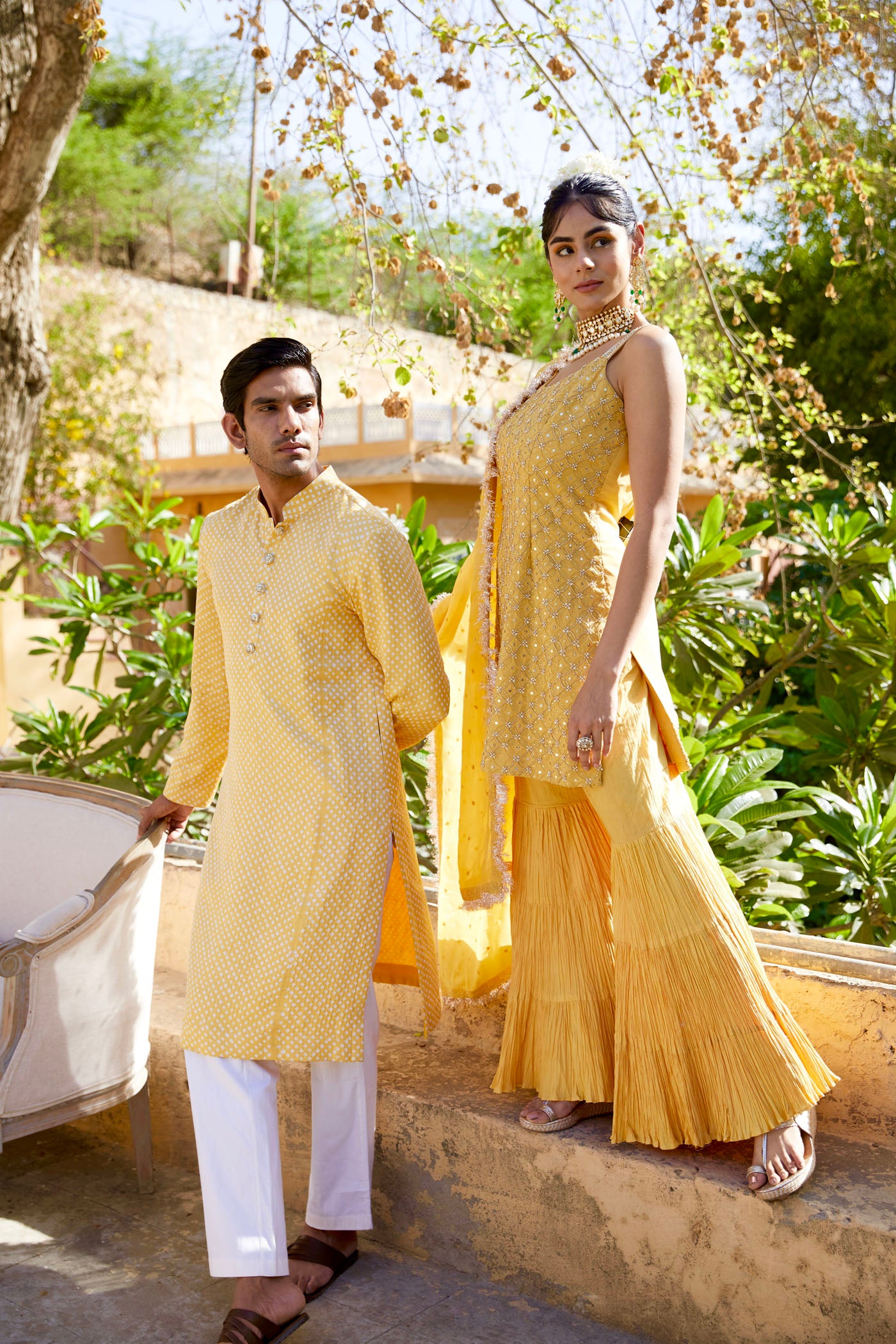 YELLOW BANDHNI KURTA SET