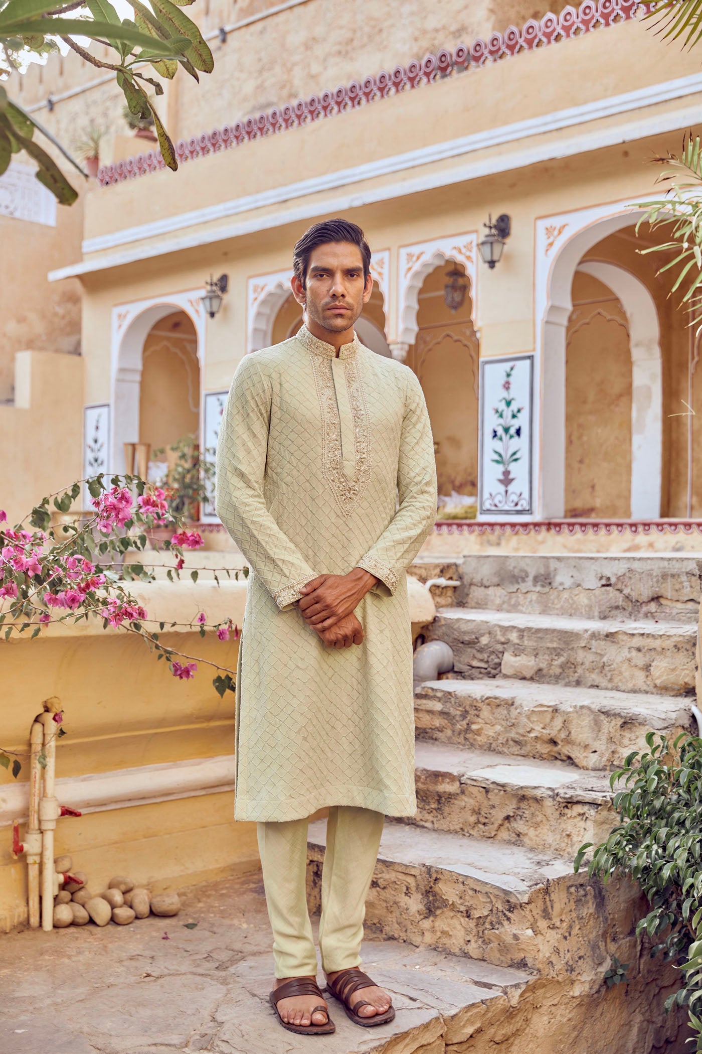 Pista Green Chikankari Kurta Set