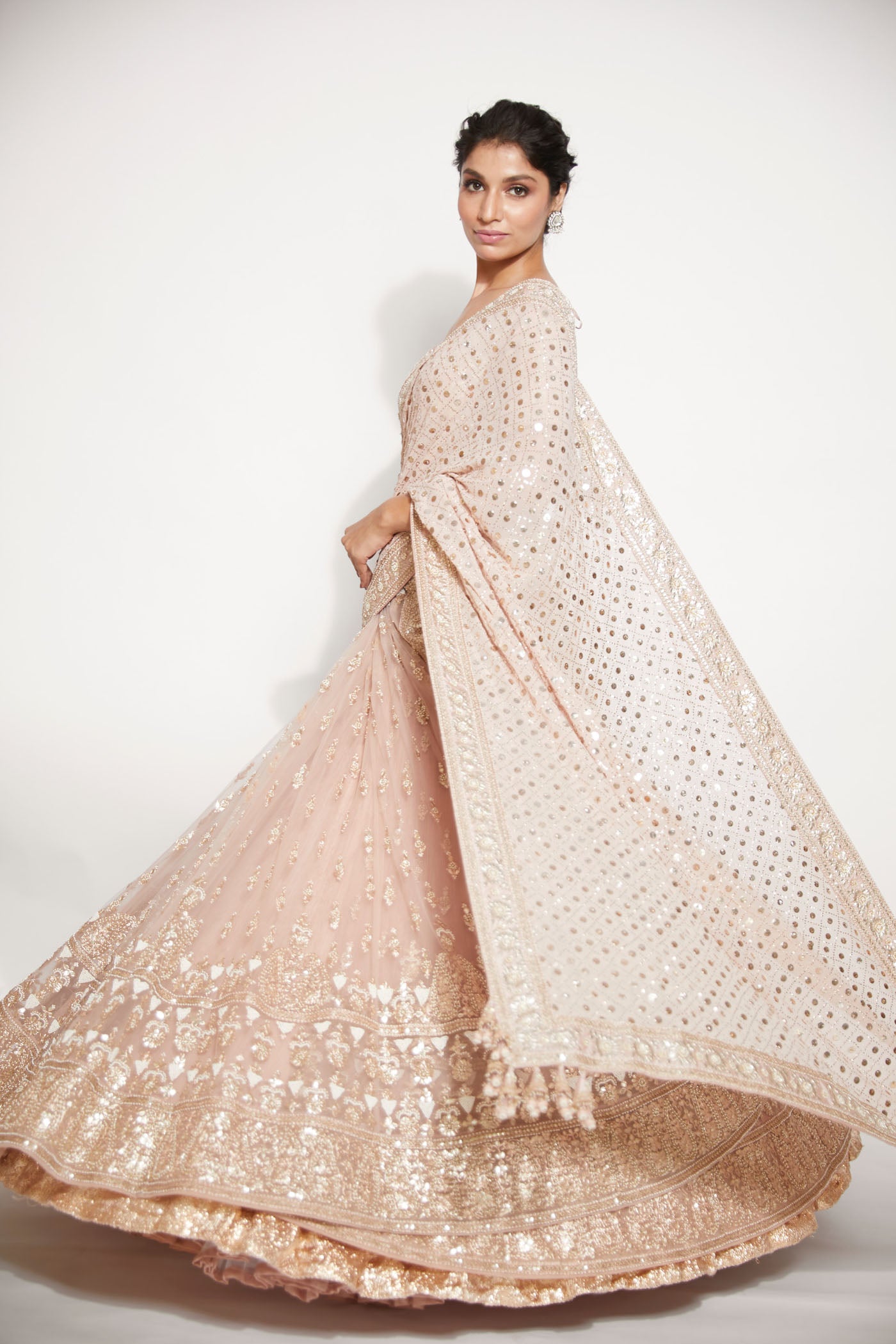 Blush Pink lehenga saree