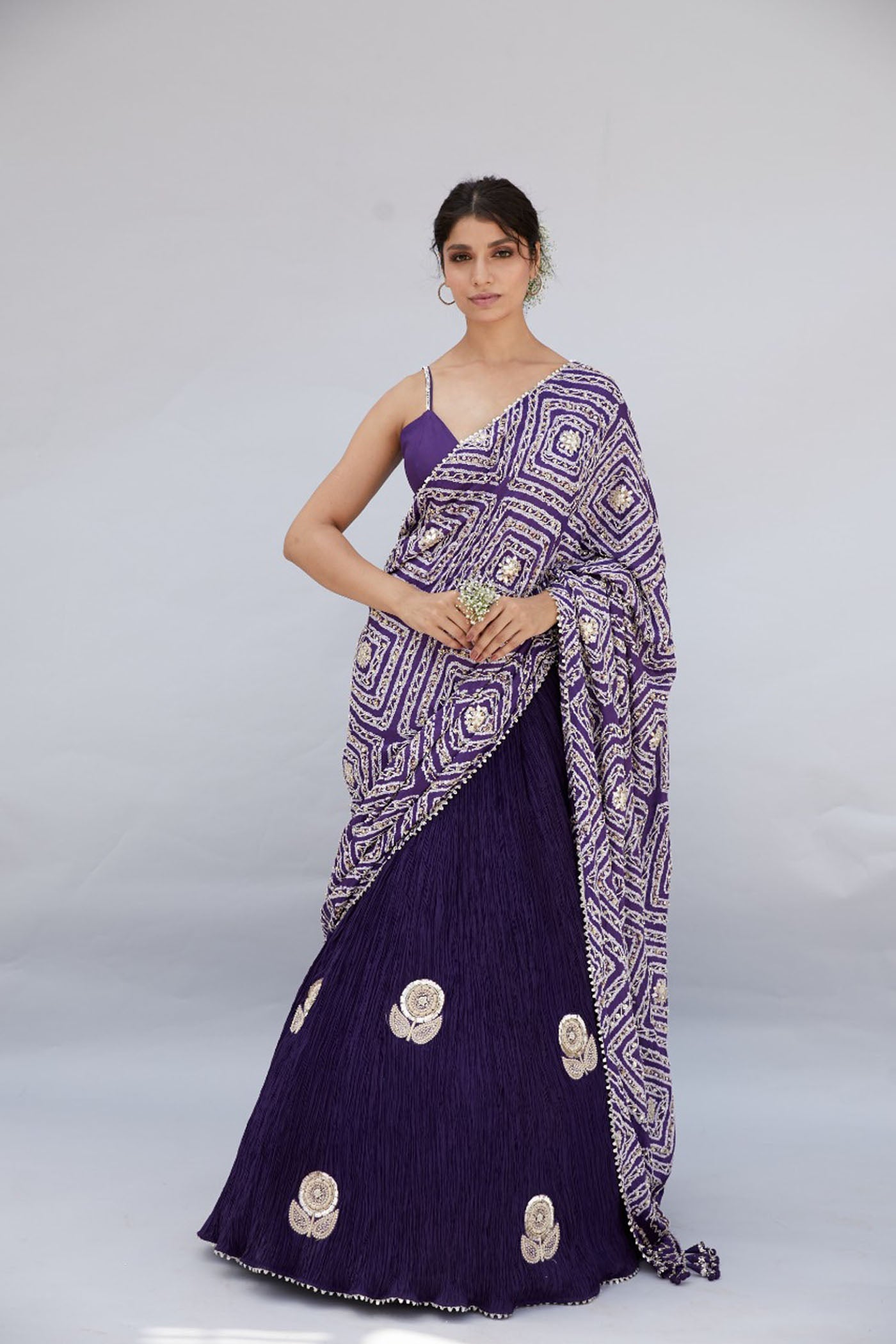 Purple Lehenga Saree set