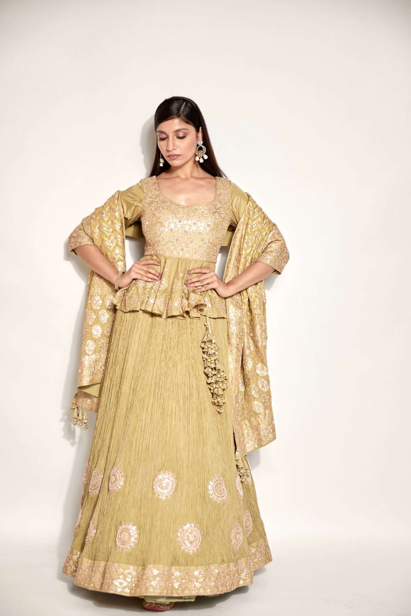 Mehendi Peplum Lehenga Set