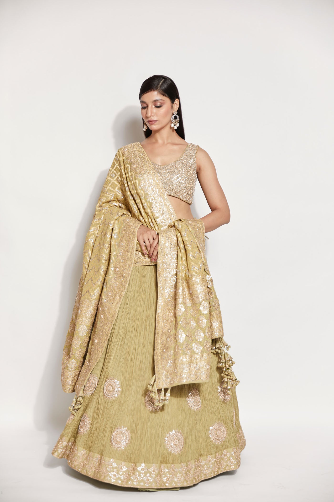 Mehendi Peplum Lehenga Set