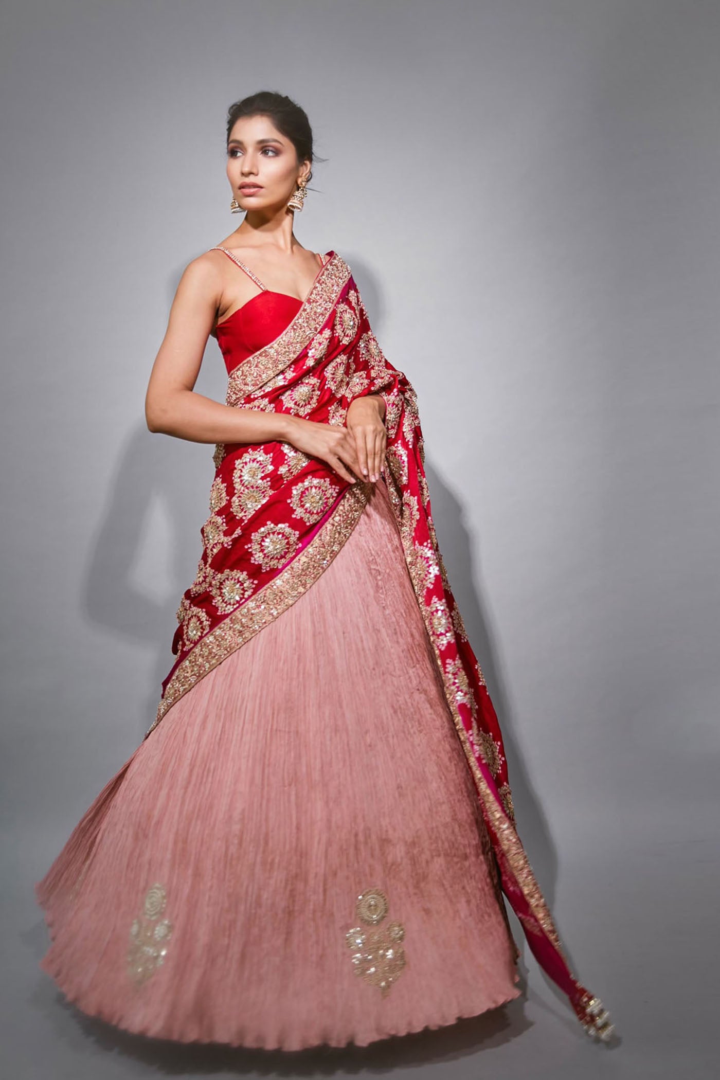 onion pink lehenga sareee