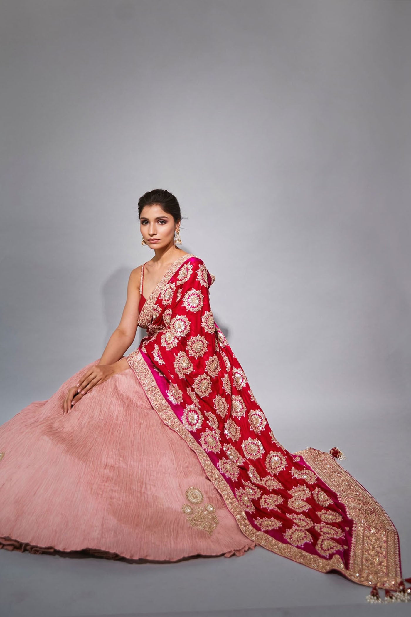 onion pink lehenga sareee