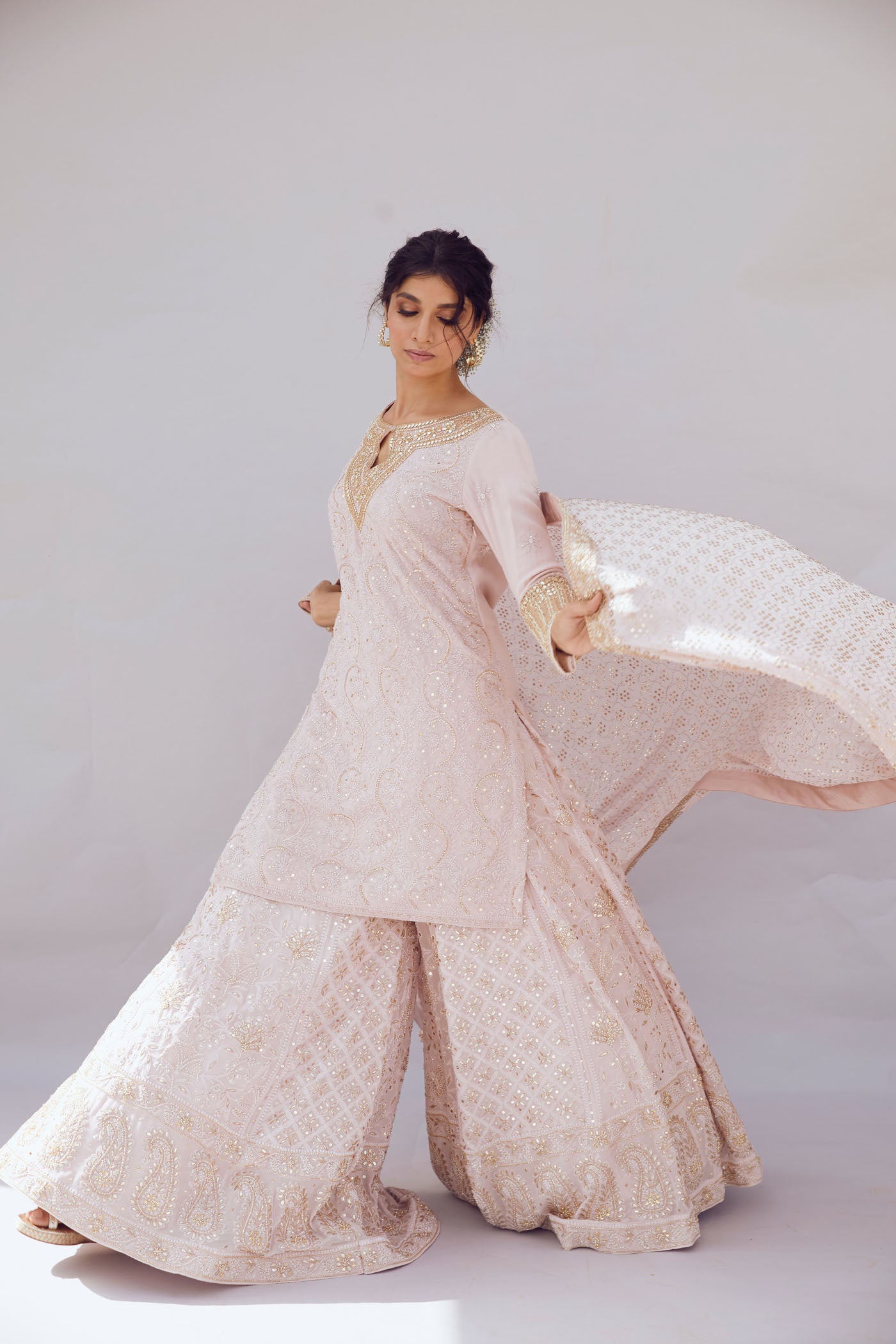 Baby Pink Chikankari Sharara Set