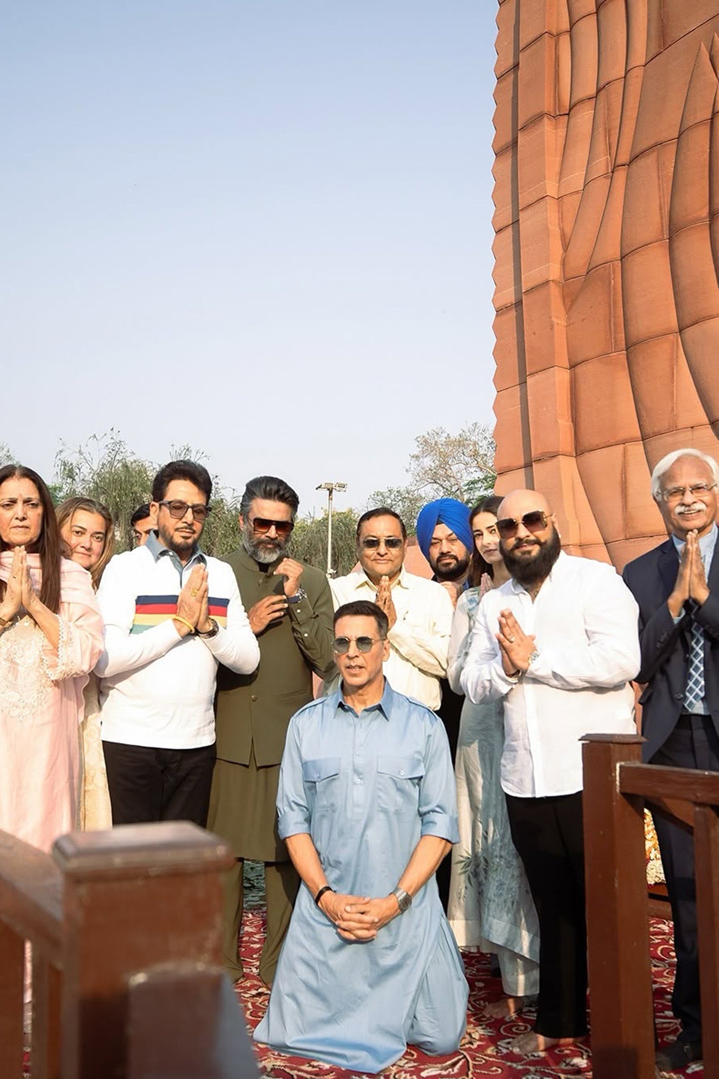 ICE BLUE DUPION SILK PATHANI KURTA SET