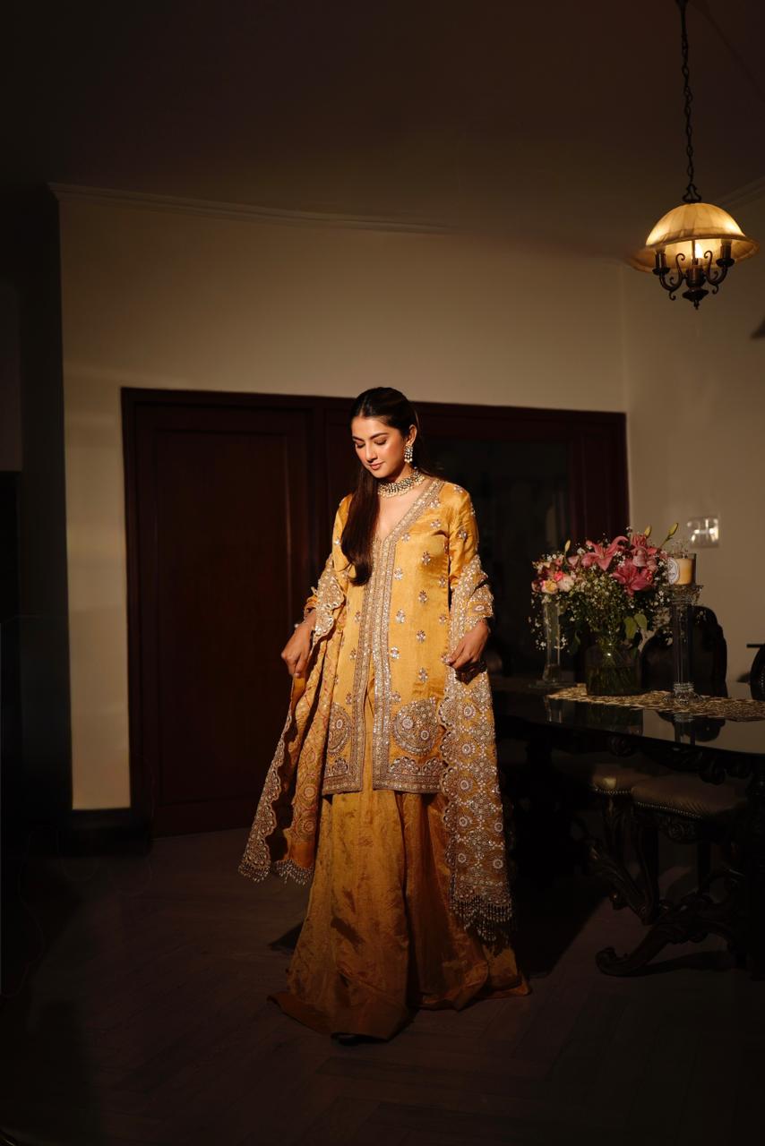 MEHER TALUJA In Mustard kurta sharara set