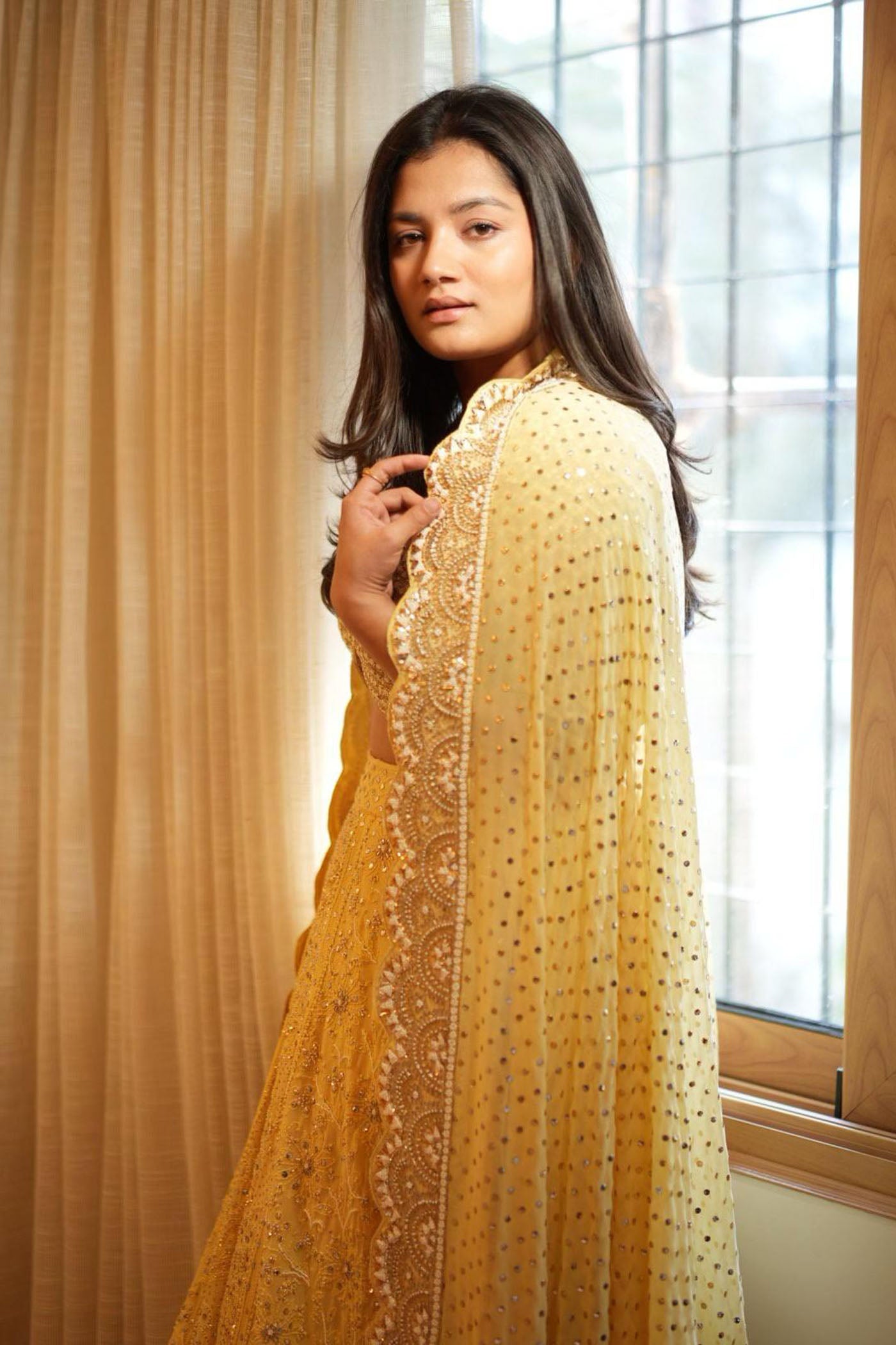 Yellow Georgette Chikankari Lehenga Set
