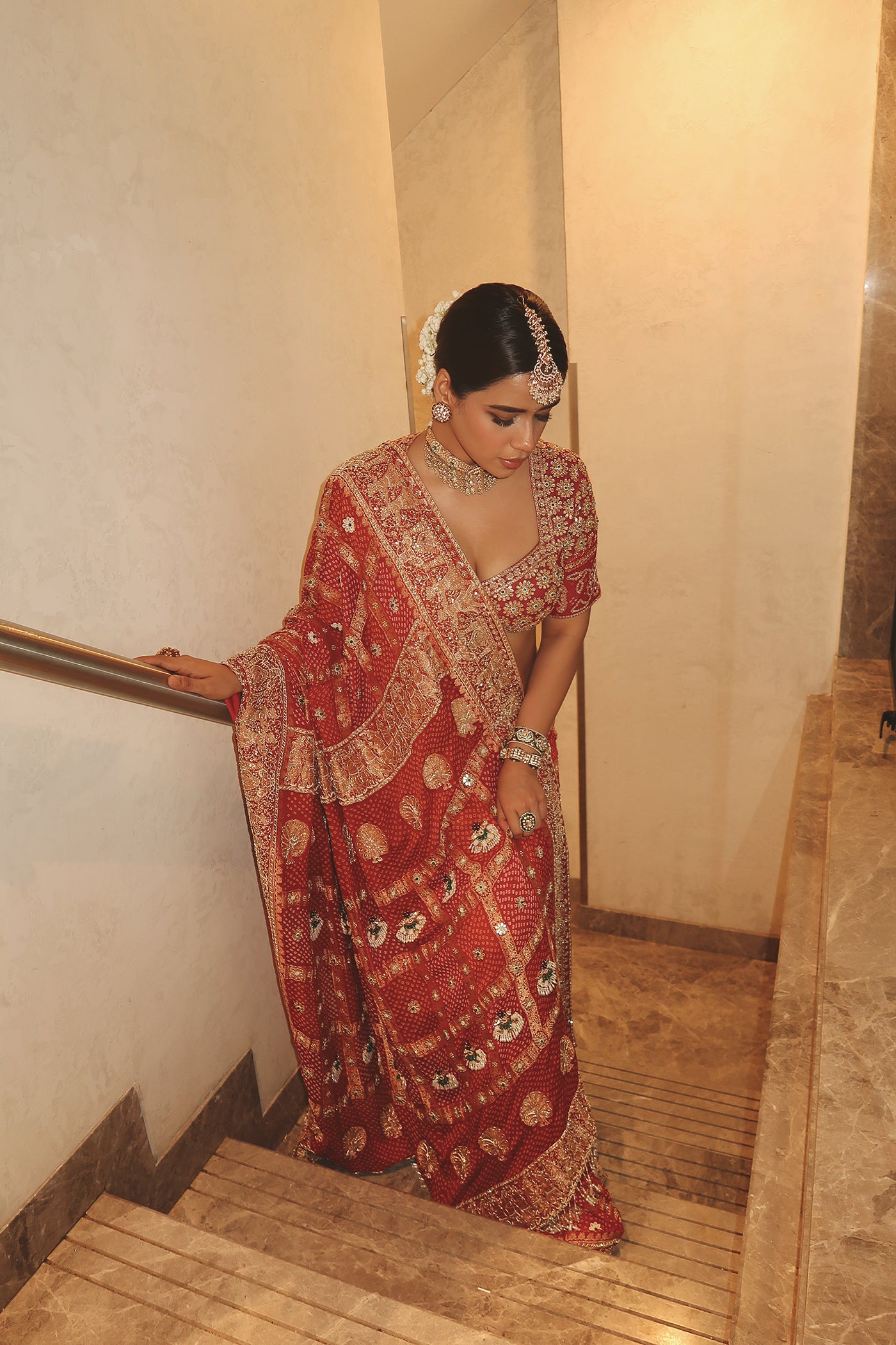 RIYA BHANSALI IN RED GHARCHOLA SAREE SET