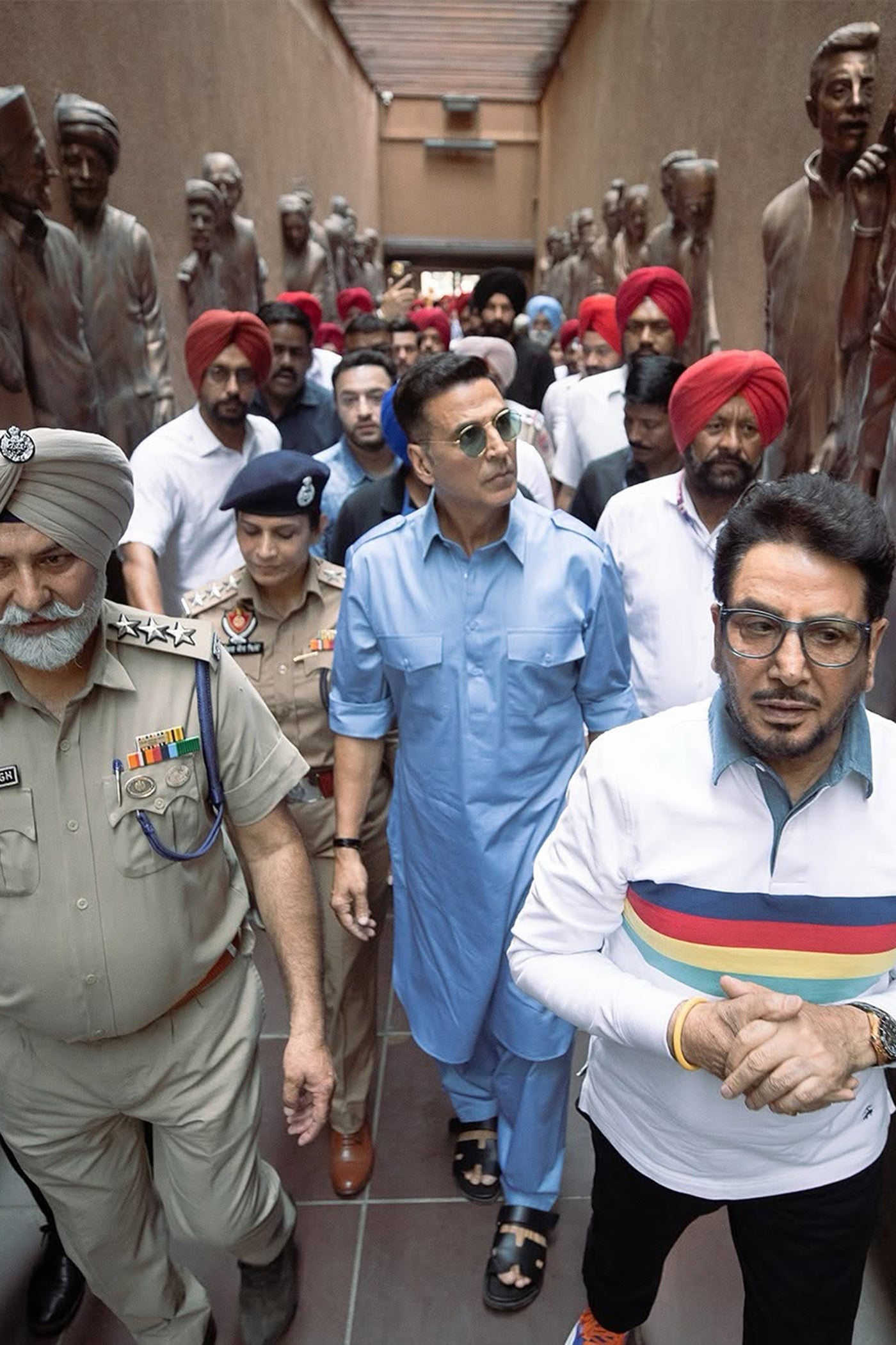 ICE BLUE DUPION SILK PATHANI KURTA SET