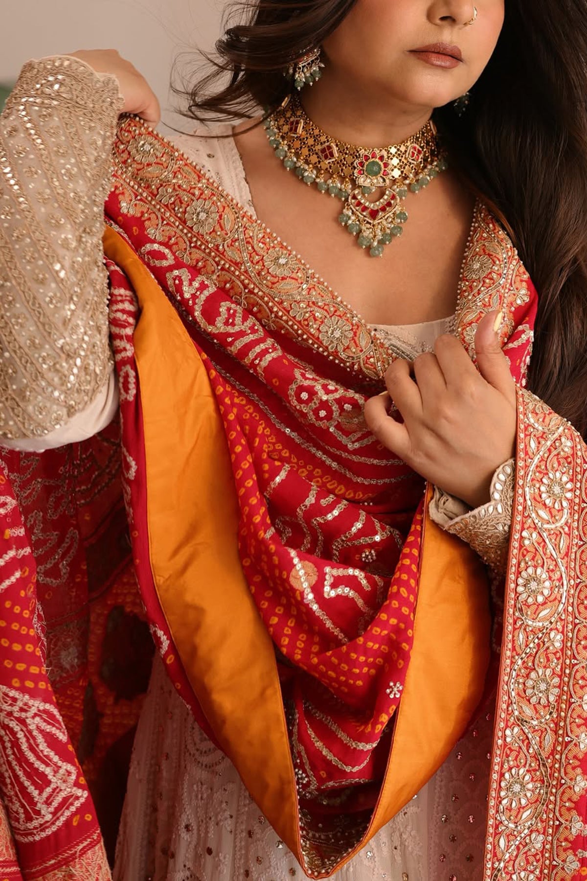 Radhika Bharadwaj In Ivory Noor Anarkali Set with Dupatta