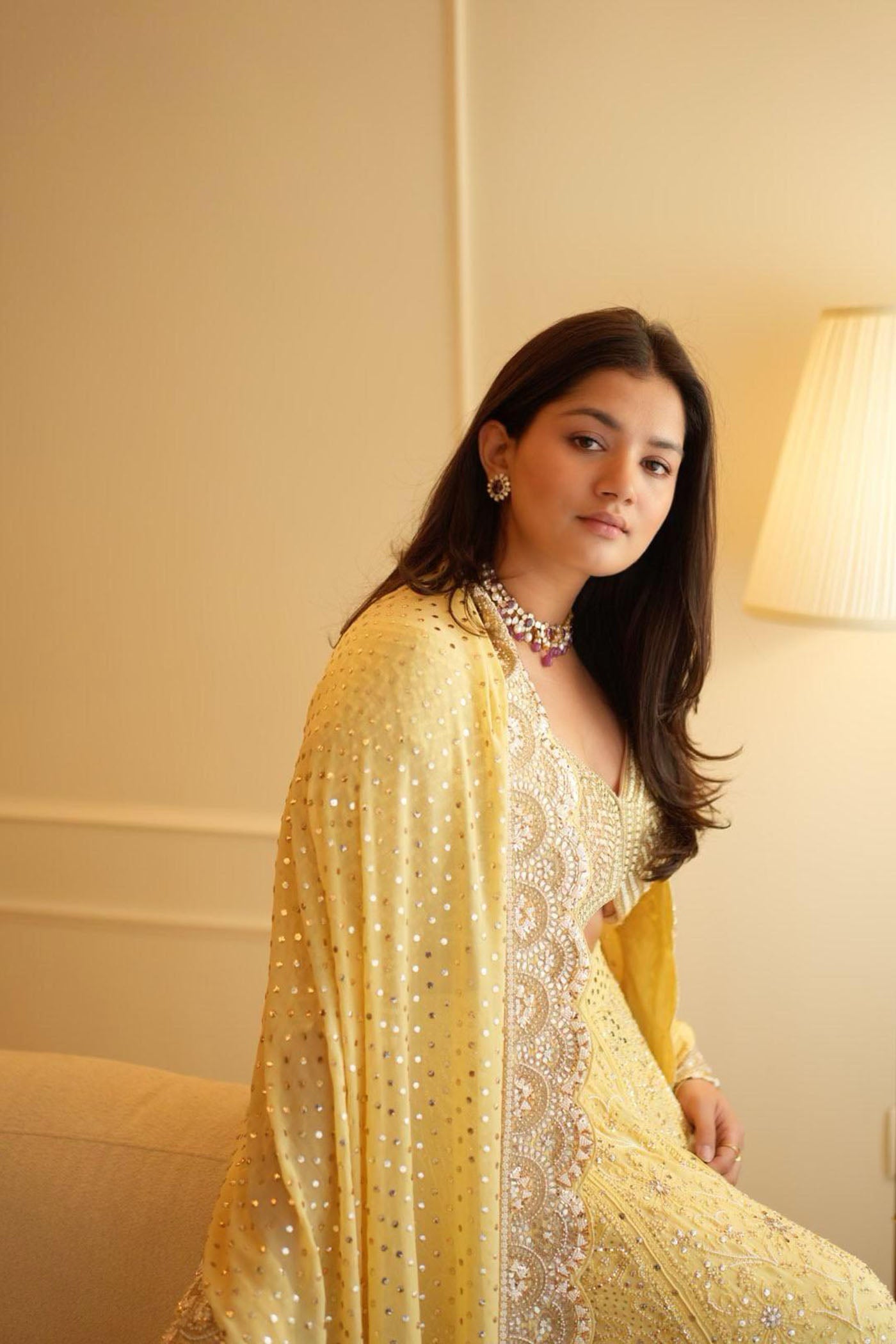 Yellow Georgette Chikankari Lehenga Set